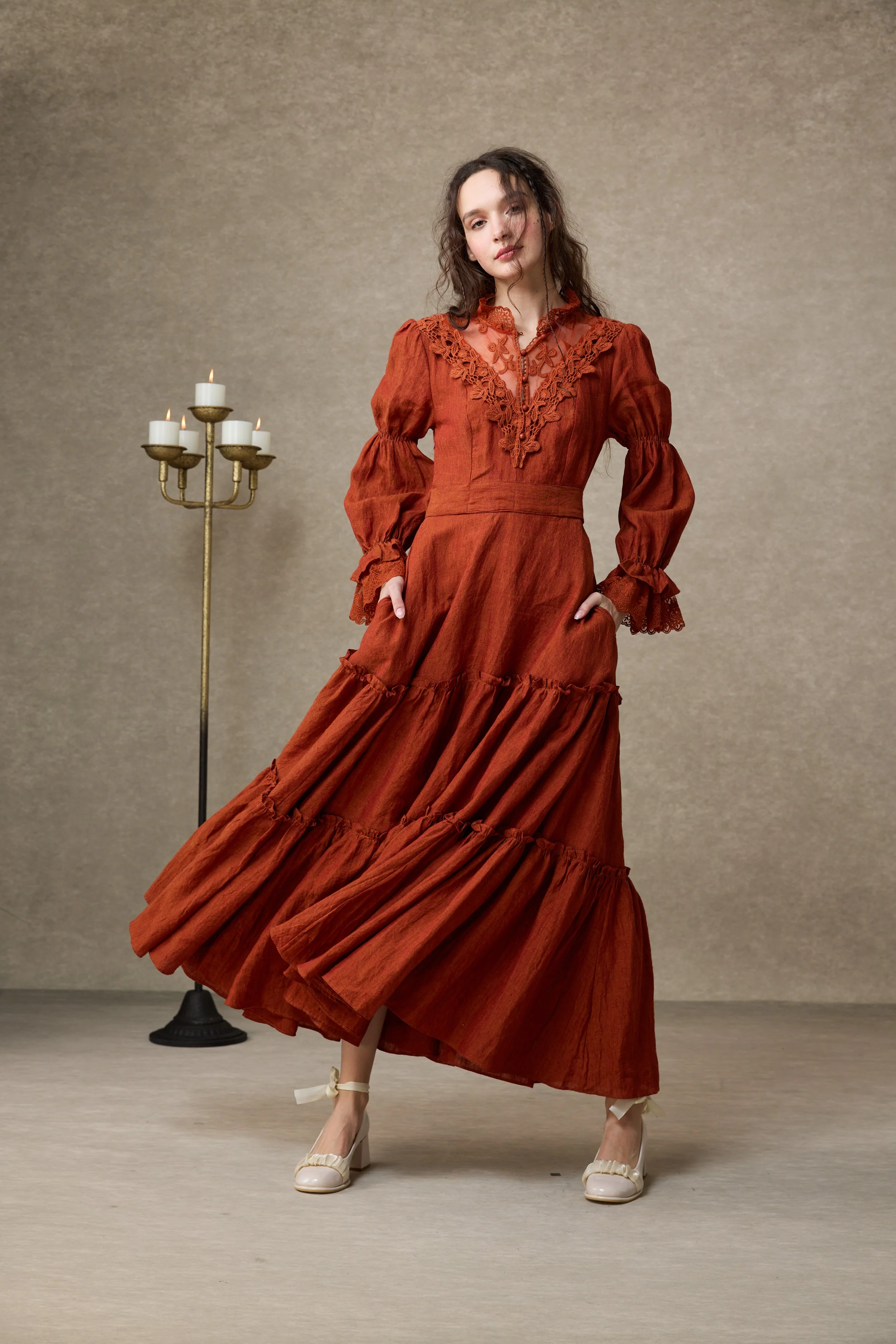 Leona 21 | Lace Maxi Linen Dress - Image 7