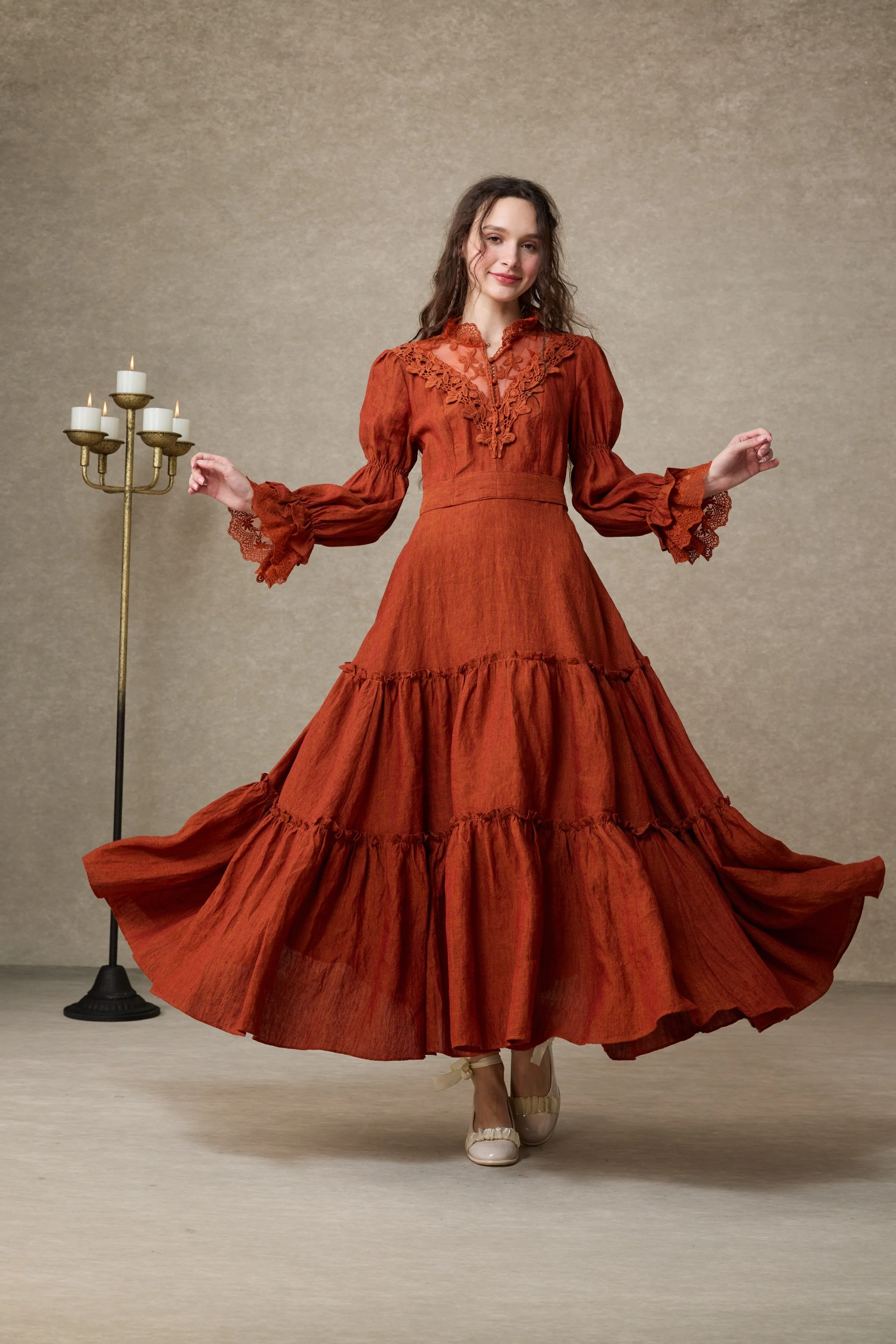 Leona 21 | Lace Maxi Linen Dress - Image 13