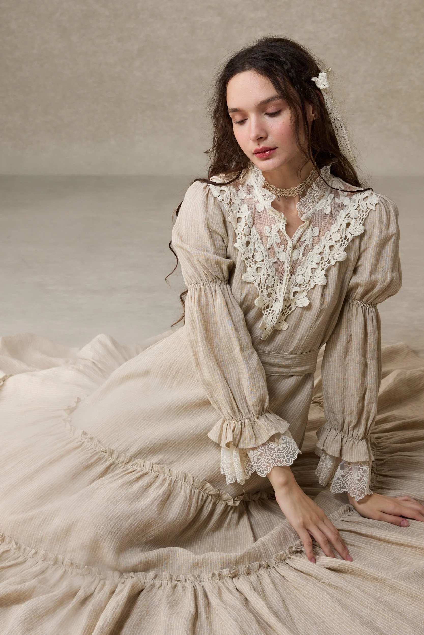 Leona 21 | Lace Maxi Linen Dress - Image 7