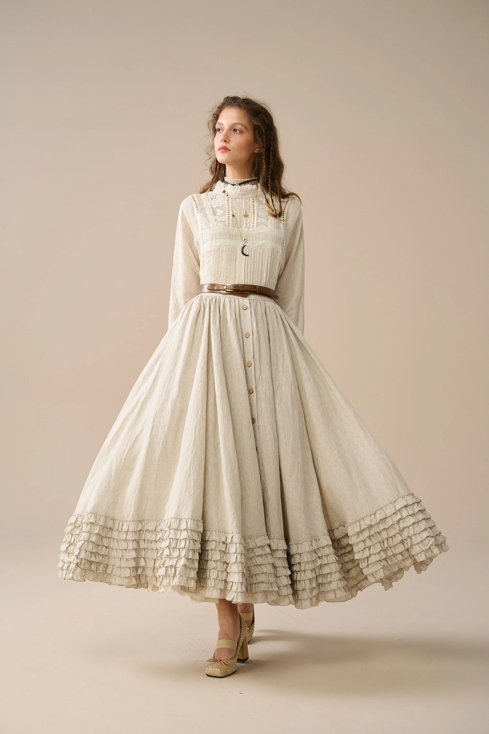 Dorothy 27 | Ruffled maxi linen skirt - Image 11