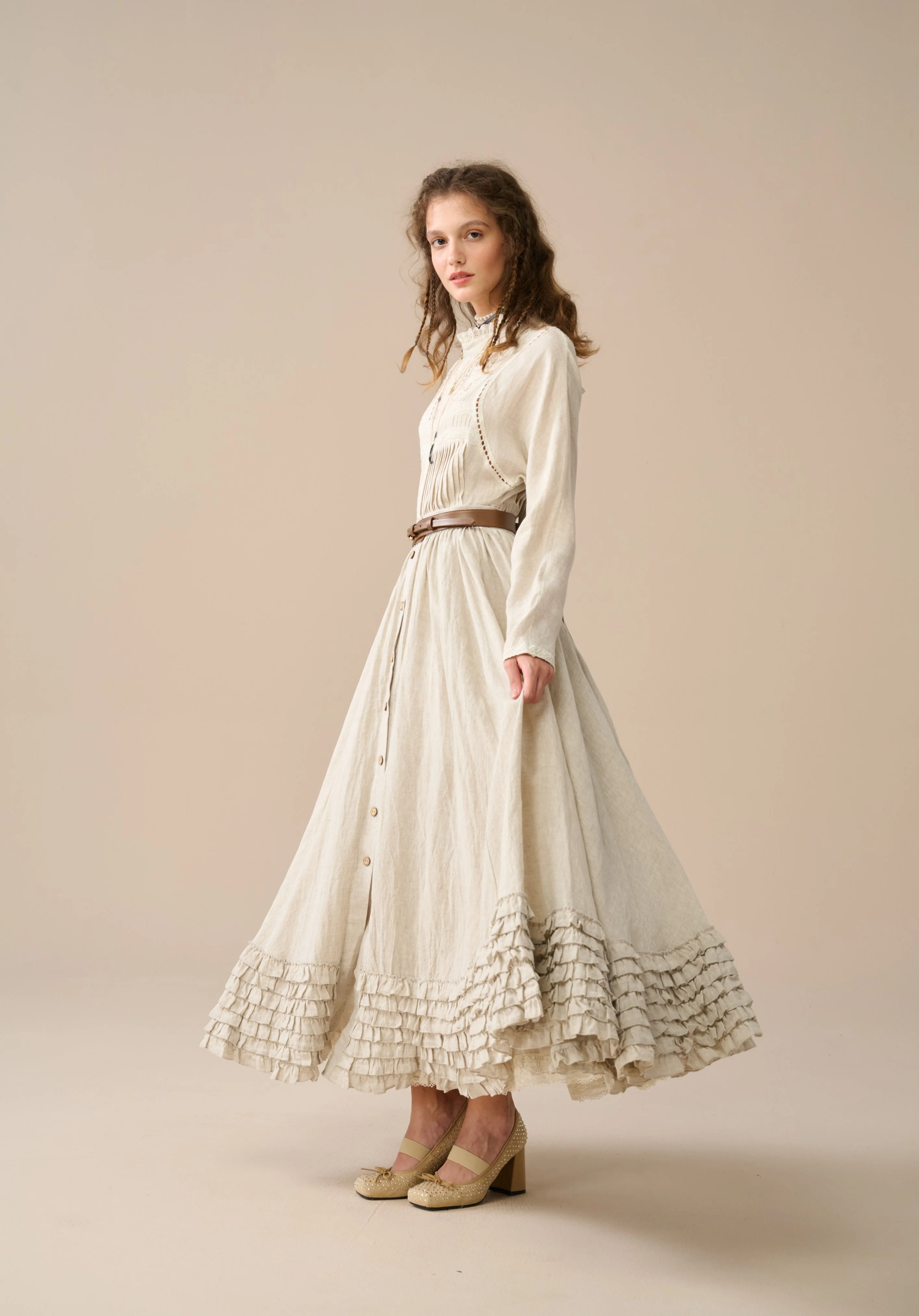 Dorothy 27 | Ruffled maxi linen skirt - Image 13