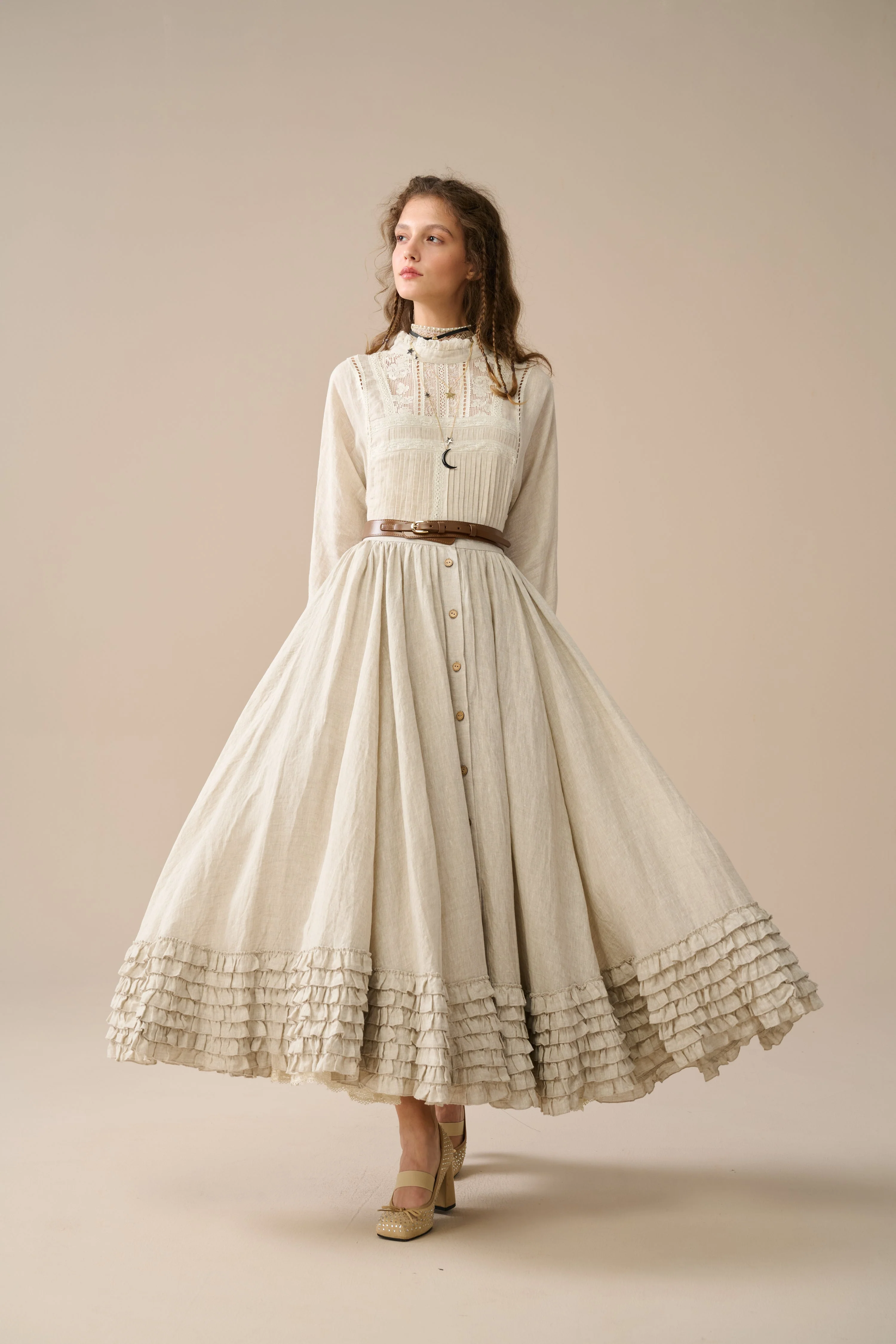 Dorothy 27 | Ruffled maxi linen skirt - Image 14