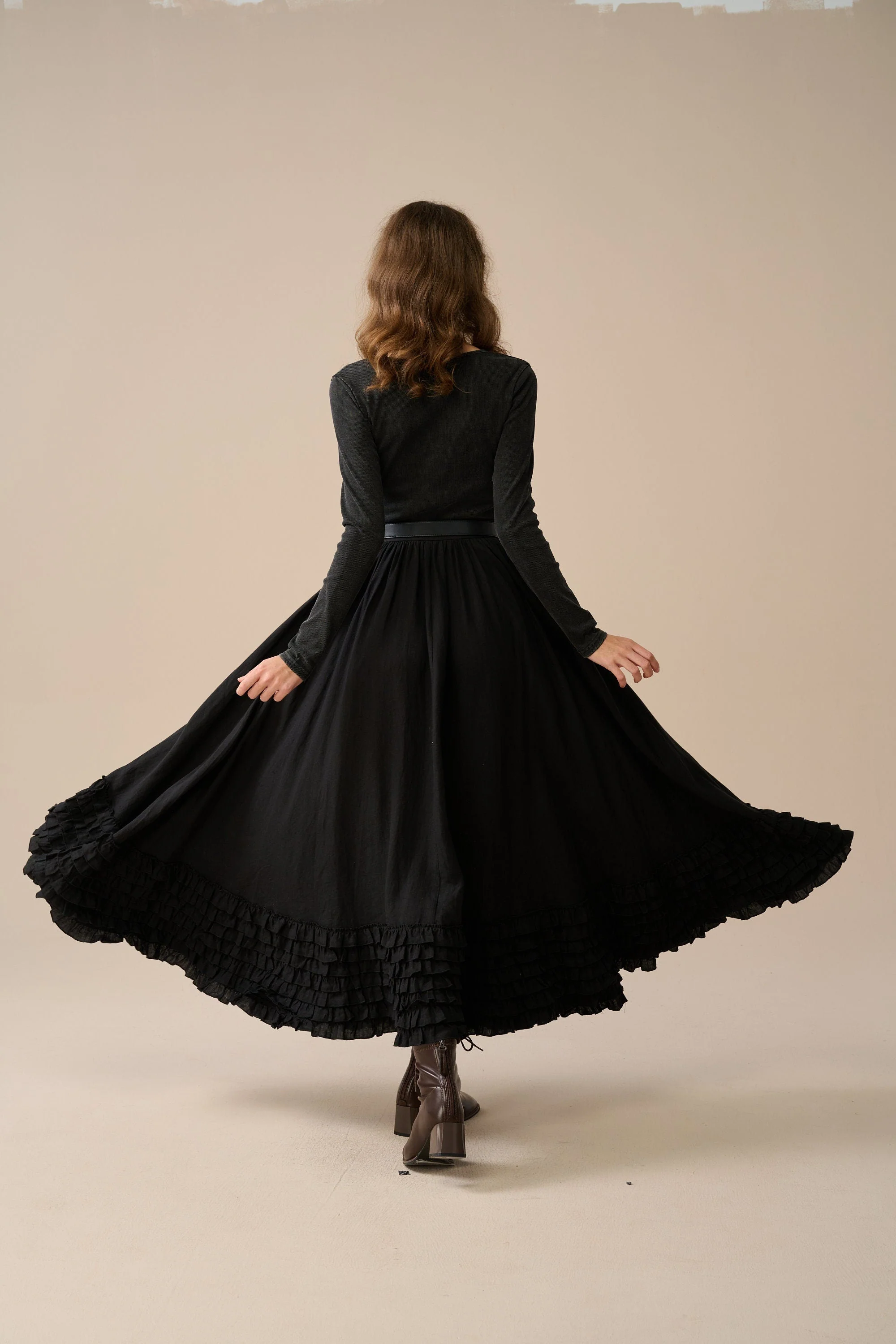 Dorothy 27 | Ruffled maxi linen skirt - Image 8