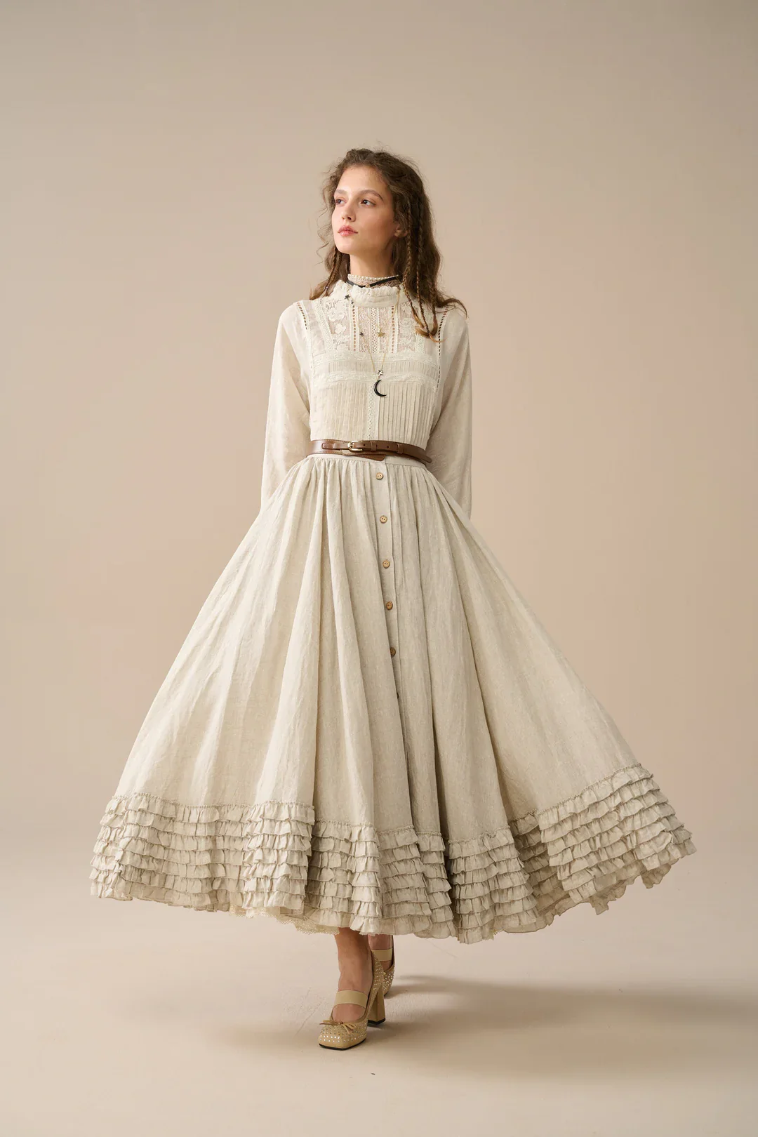 Dorothy 27 | Ruffled maxi linen skirt - Image 10