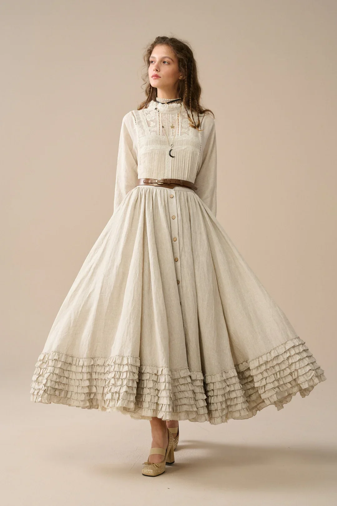 Dorothy 27 | Ruffled maxi linen skirt - Image 15
