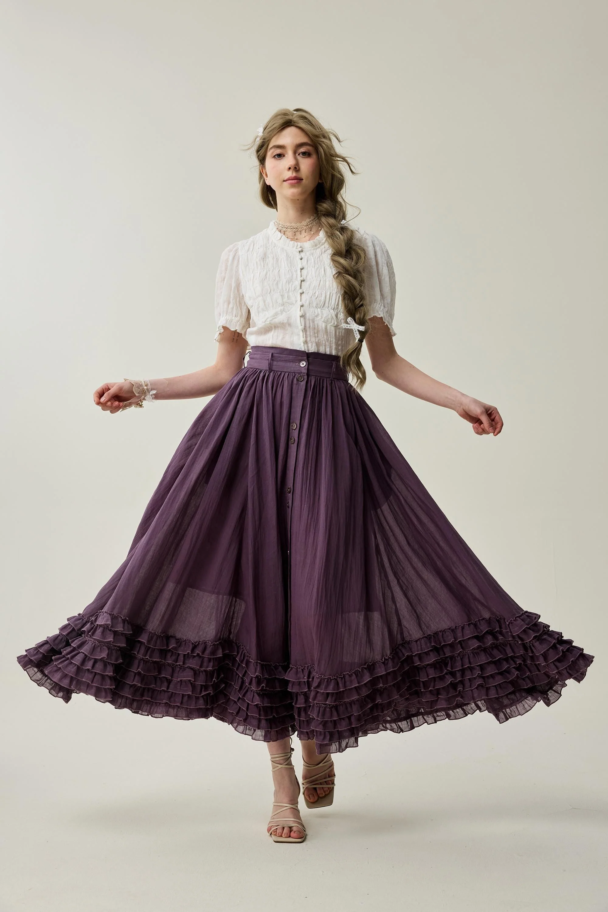 Dorothy 27 | Ruffled maxi linen skirt - Image 2