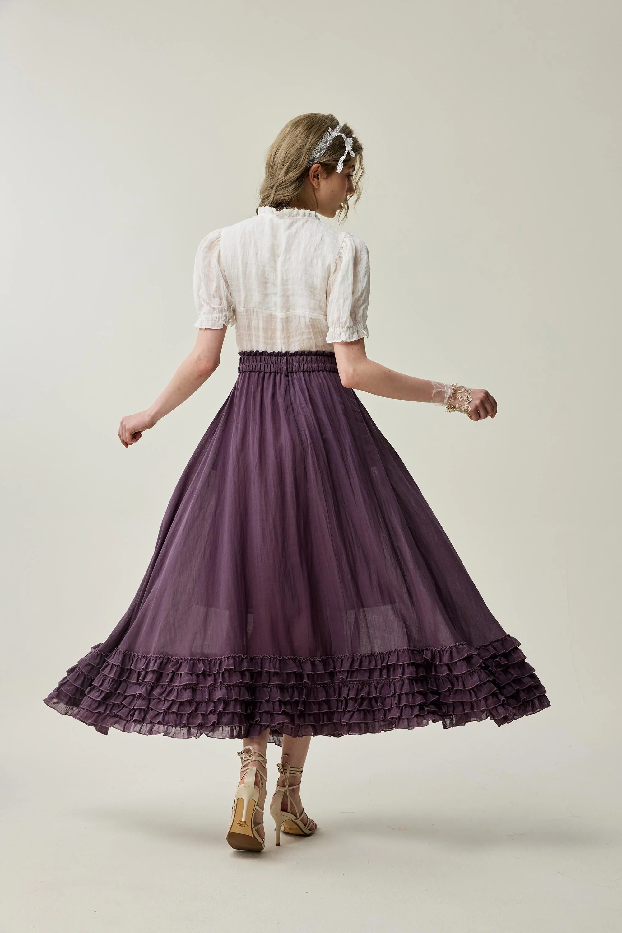 Dorothy 27 | Ruffled maxi linen skirt - Image 5