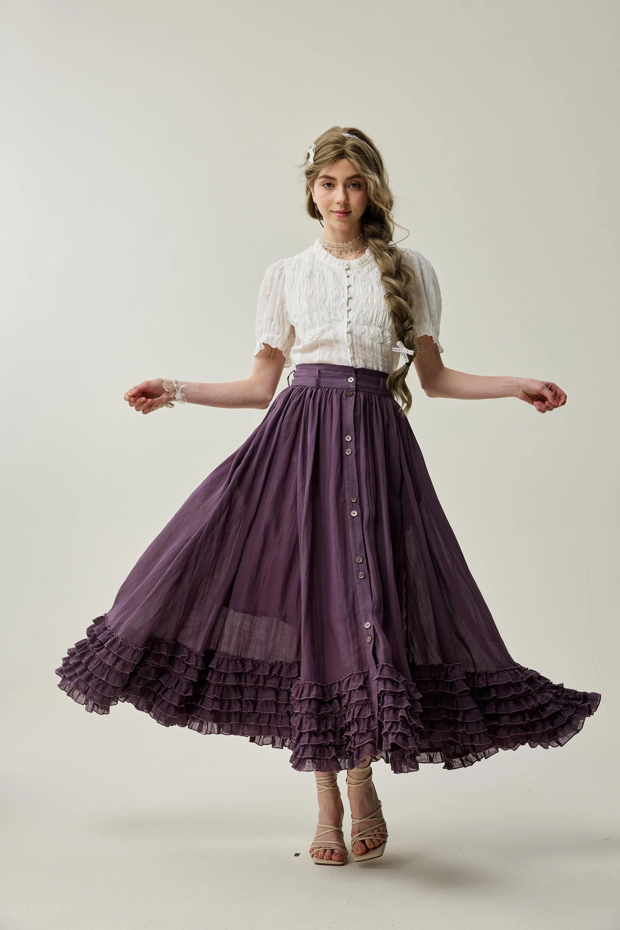 Dorothy 27 | Ruffled maxi linen skirt - Image 7