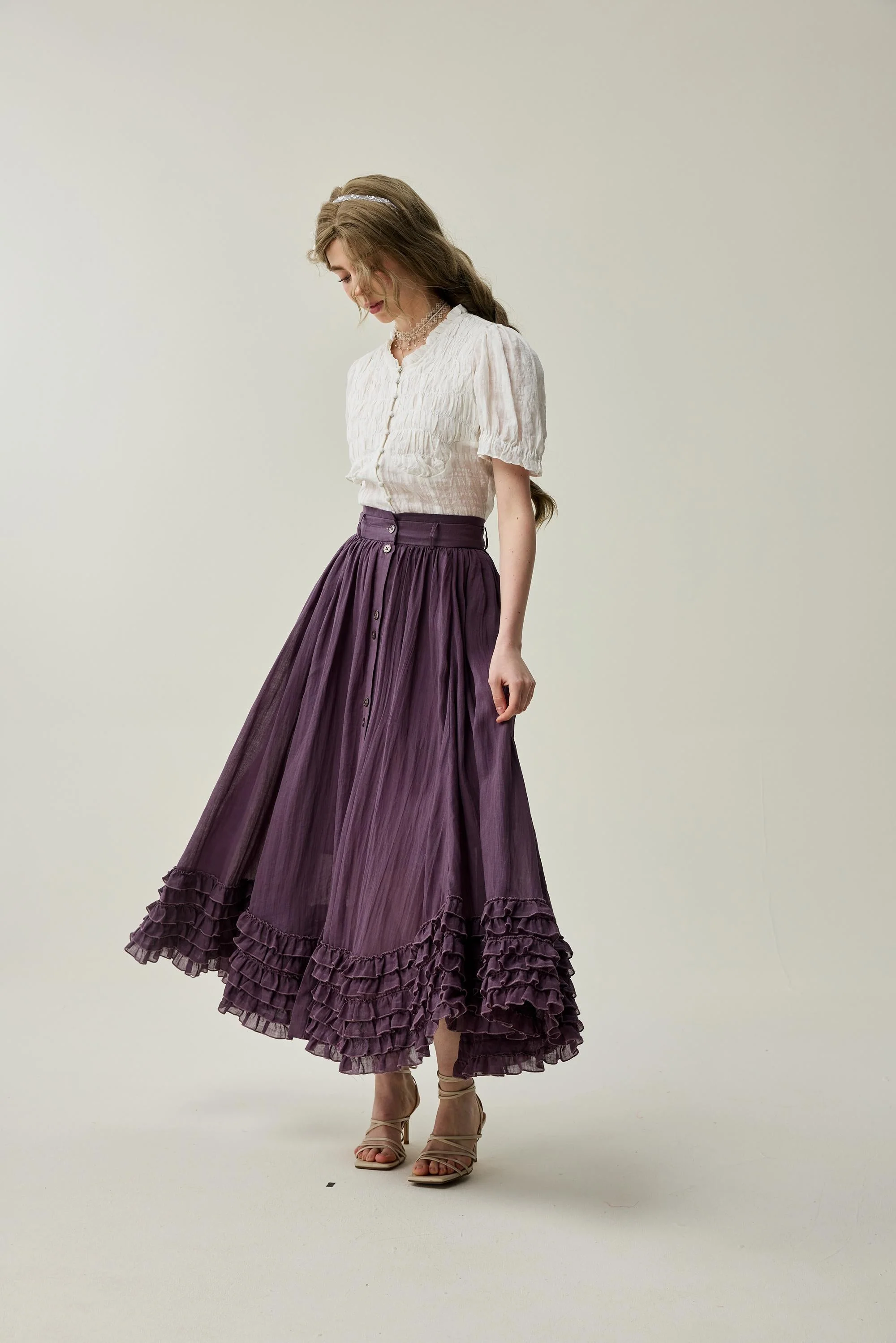Dorothy 27 | Ruffled maxi linen skirt - Image 9