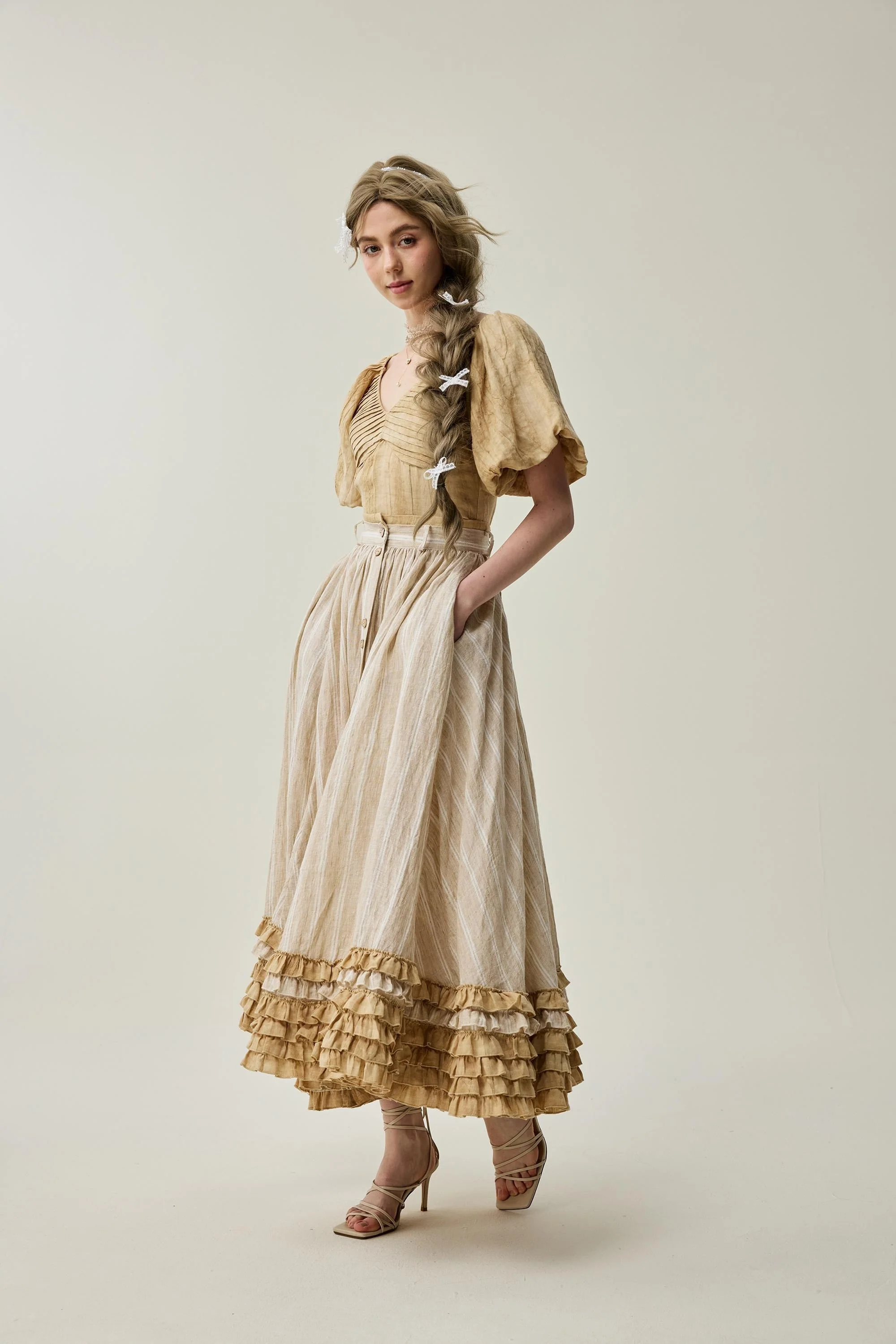 Dorothy 27 | Ruffled maxi linen skirt - Image 10