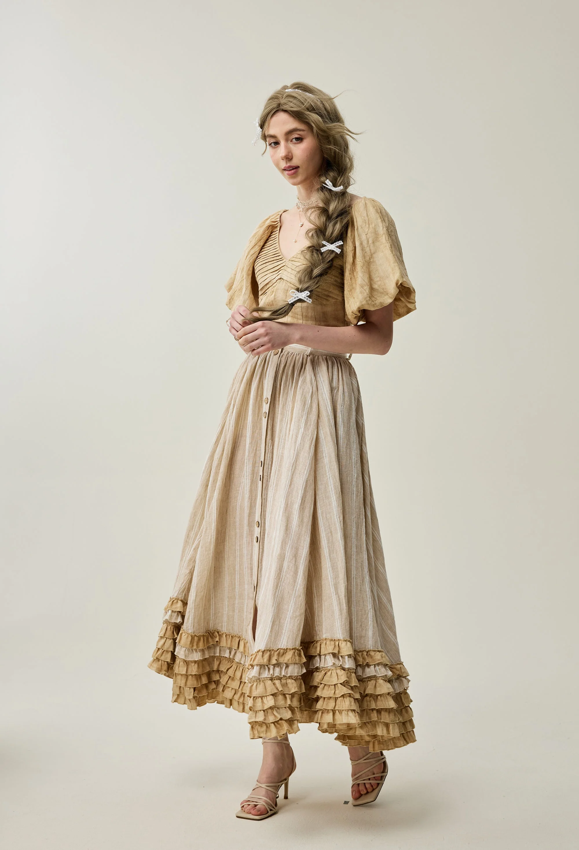 Dorothy 27 | Ruffled maxi linen skirt - Image 11