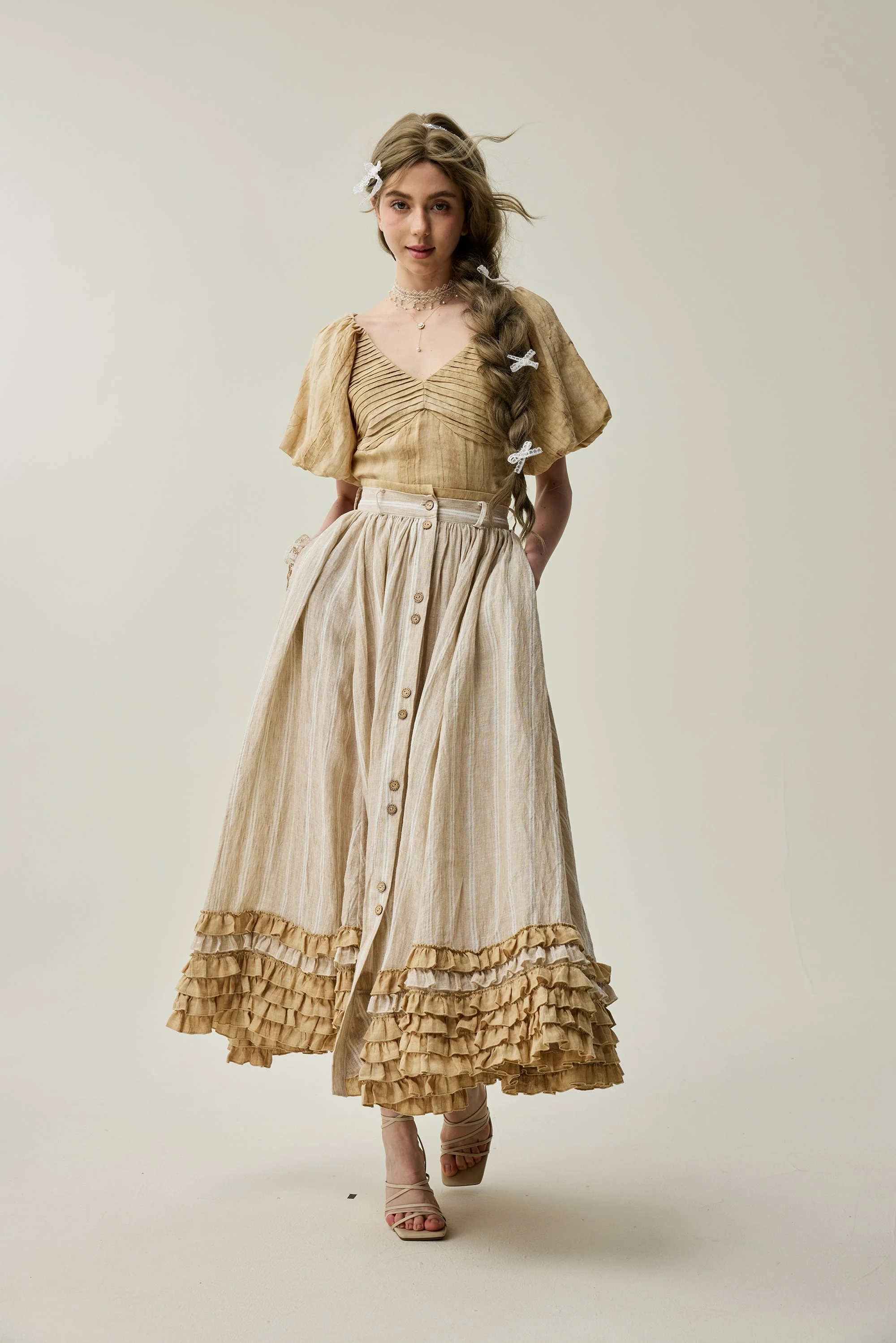 Dorothy 27 | Ruffled maxi linen skirt - Image 13