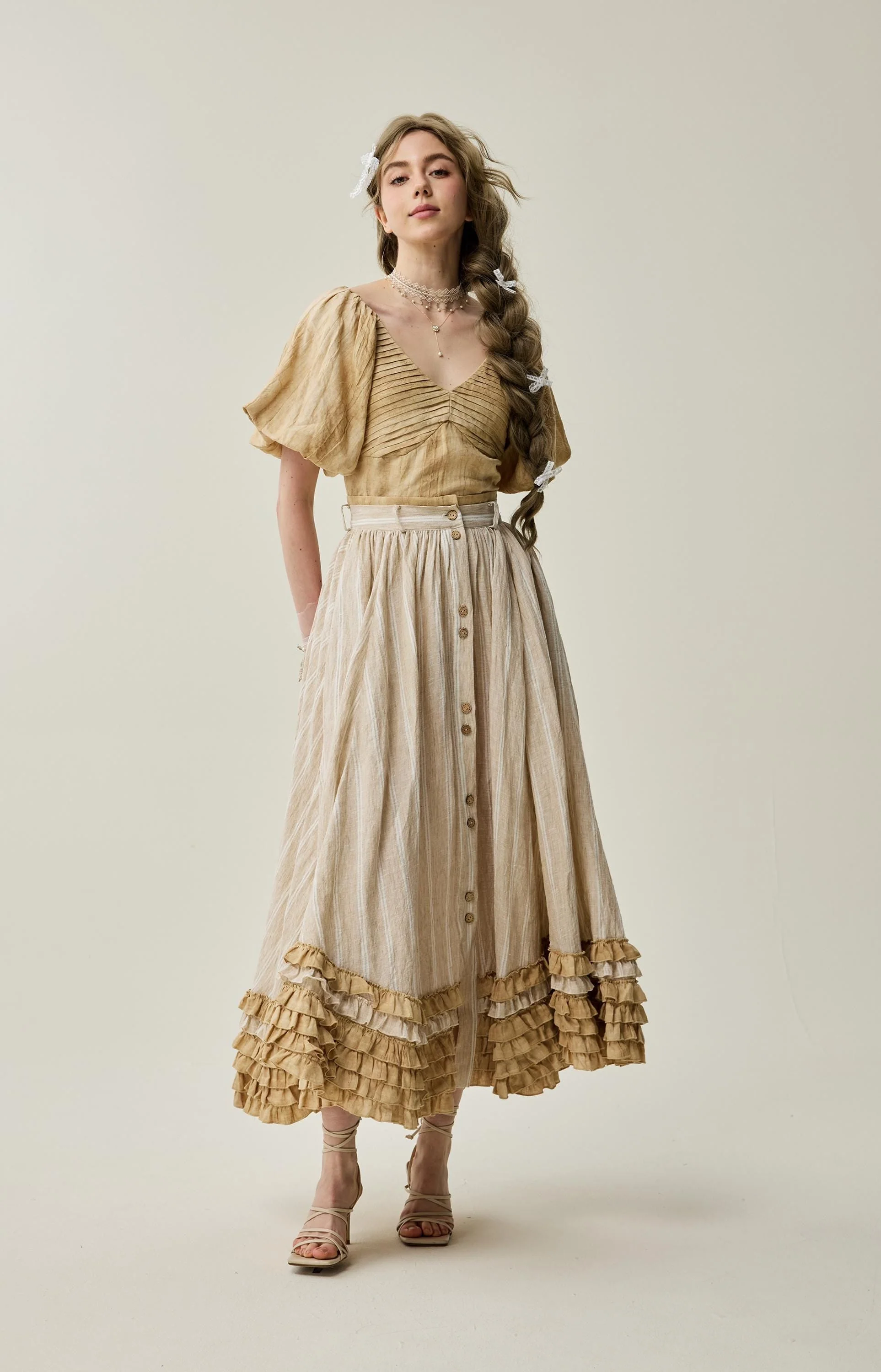 Dorothy 27 | Ruffled maxi linen skirt - Image 2