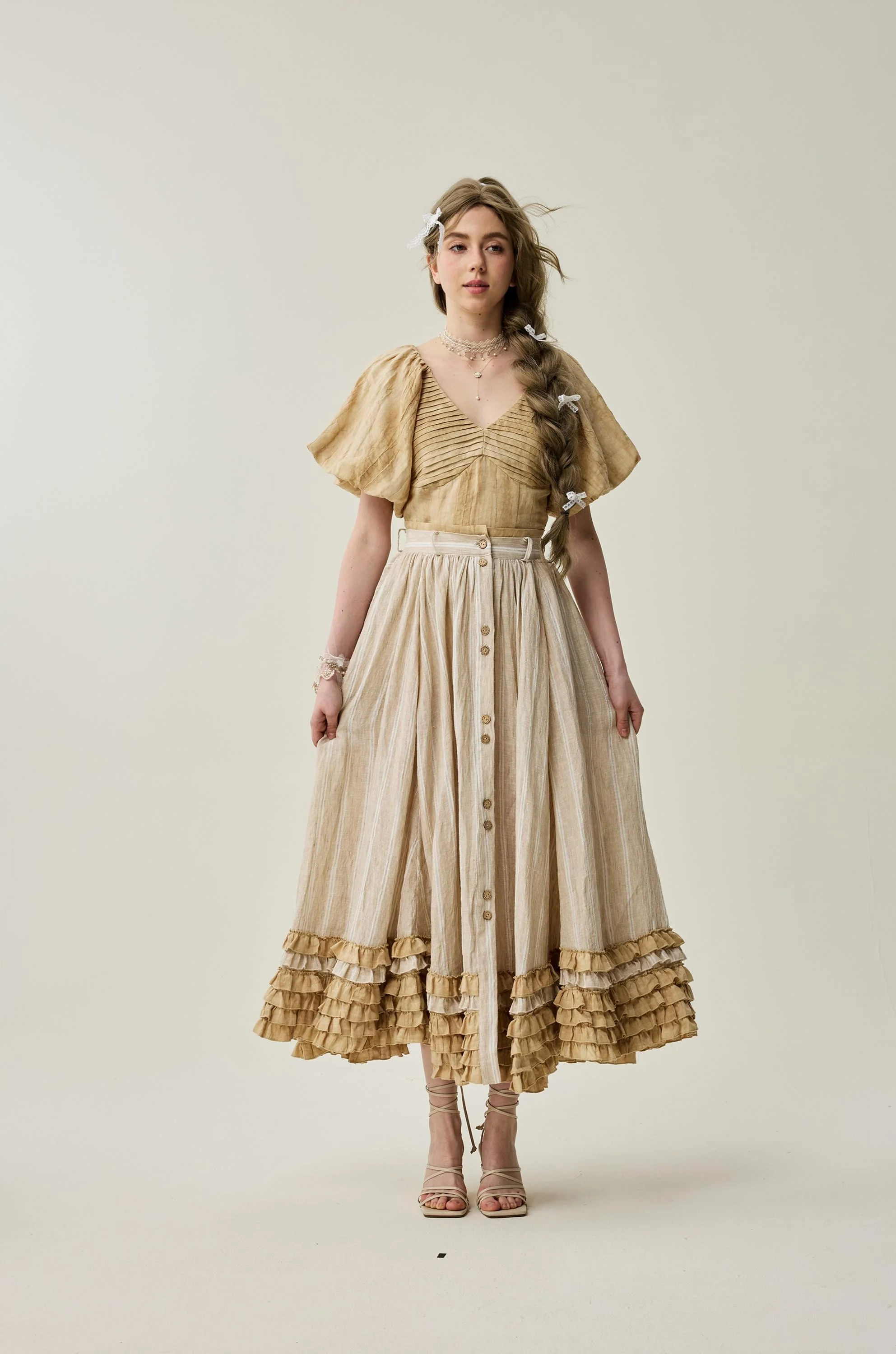 Dorothy 27 | Ruffled maxi linen skirt - Image 3