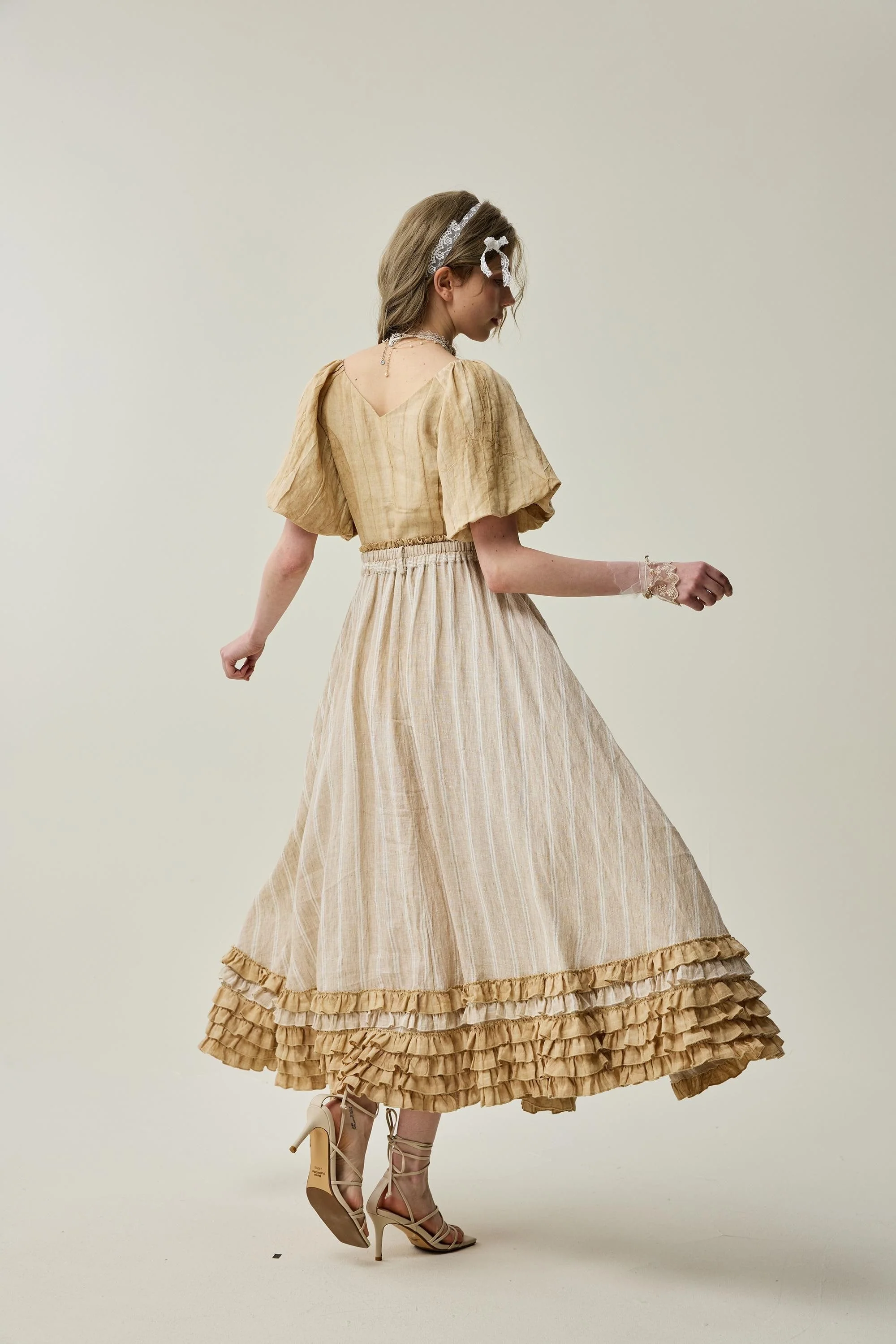 Dorothy 27 | Ruffled maxi linen skirt - Image 8