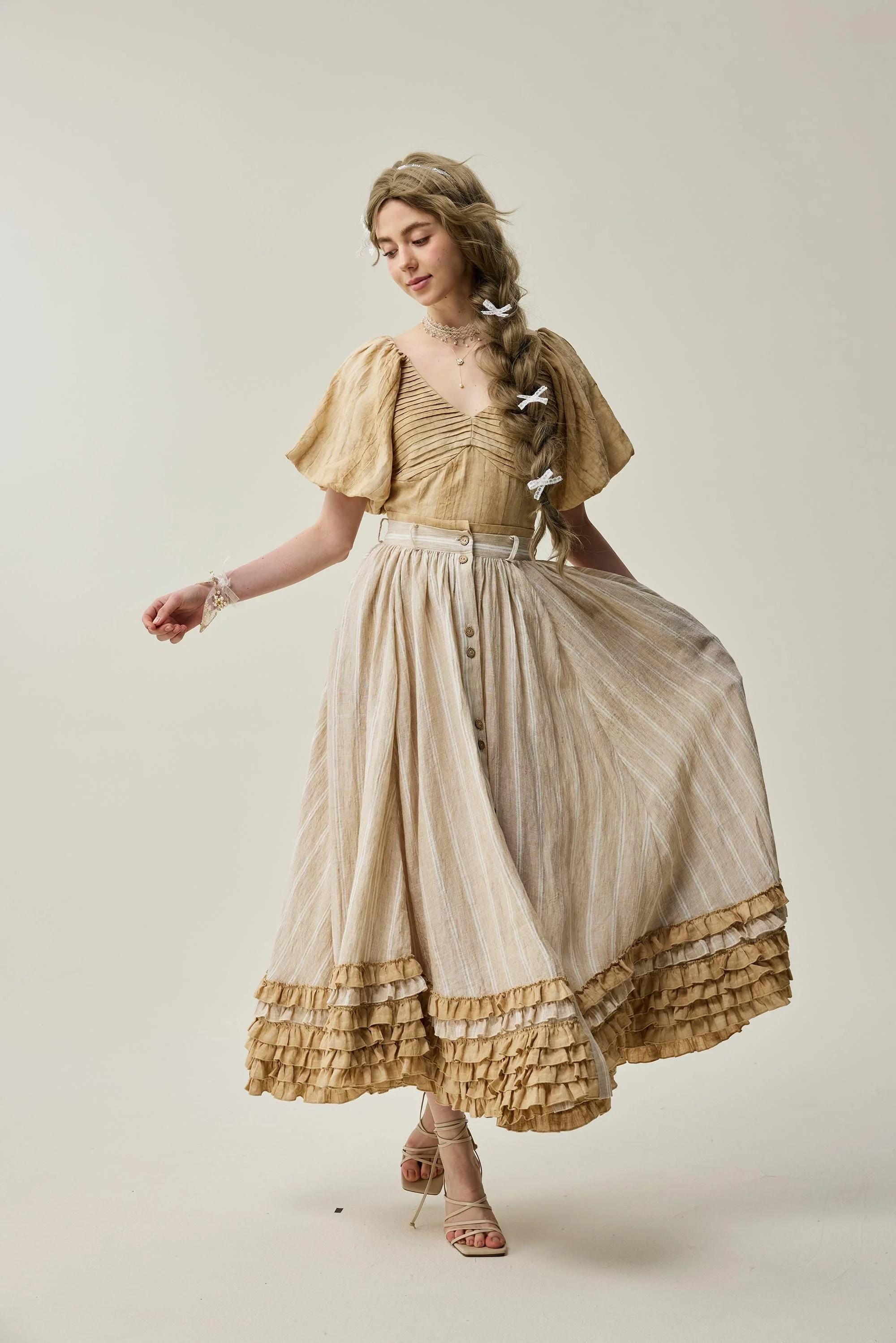 Dorothy 27 | Ruffled maxi linen skirt - Image 9