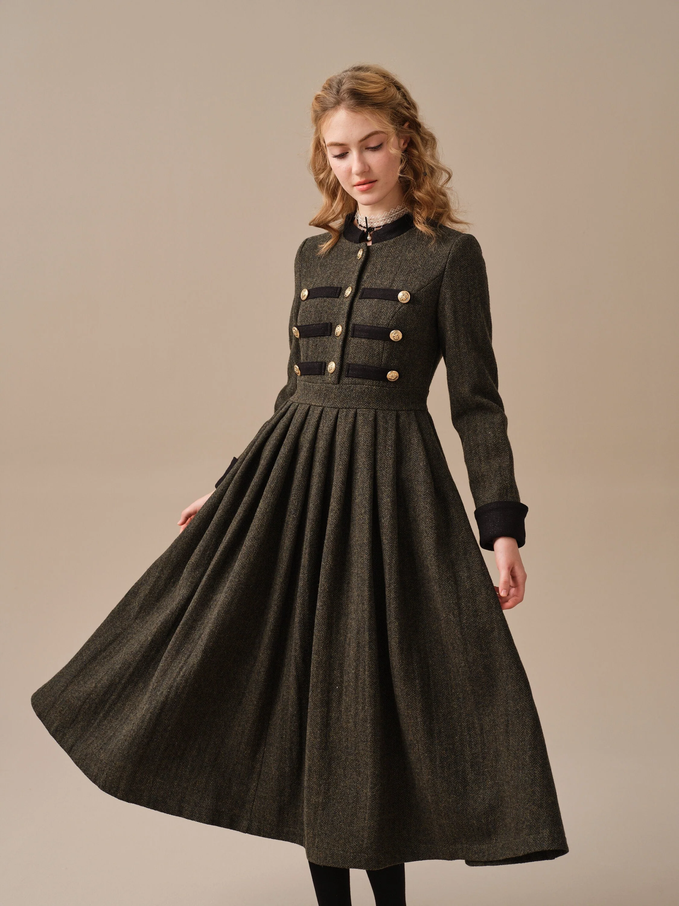 Willow 27 | green wool dress - Image 3