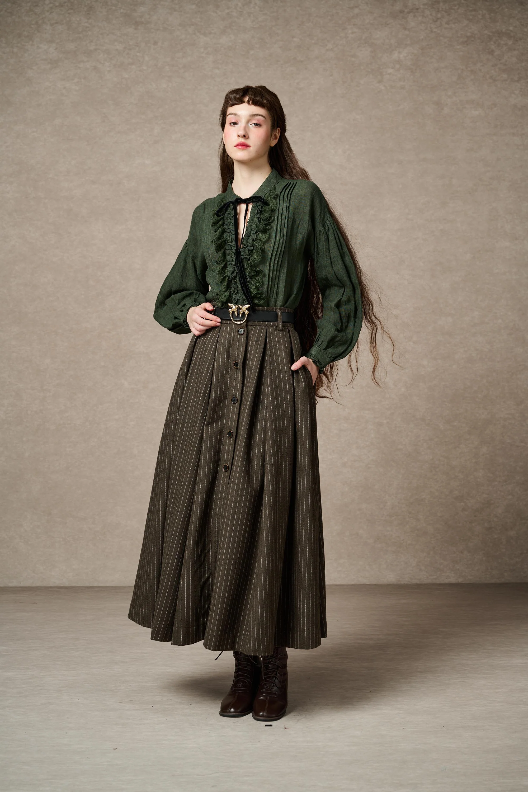 Santal 3 | Striped Wool Skirt - Image 3