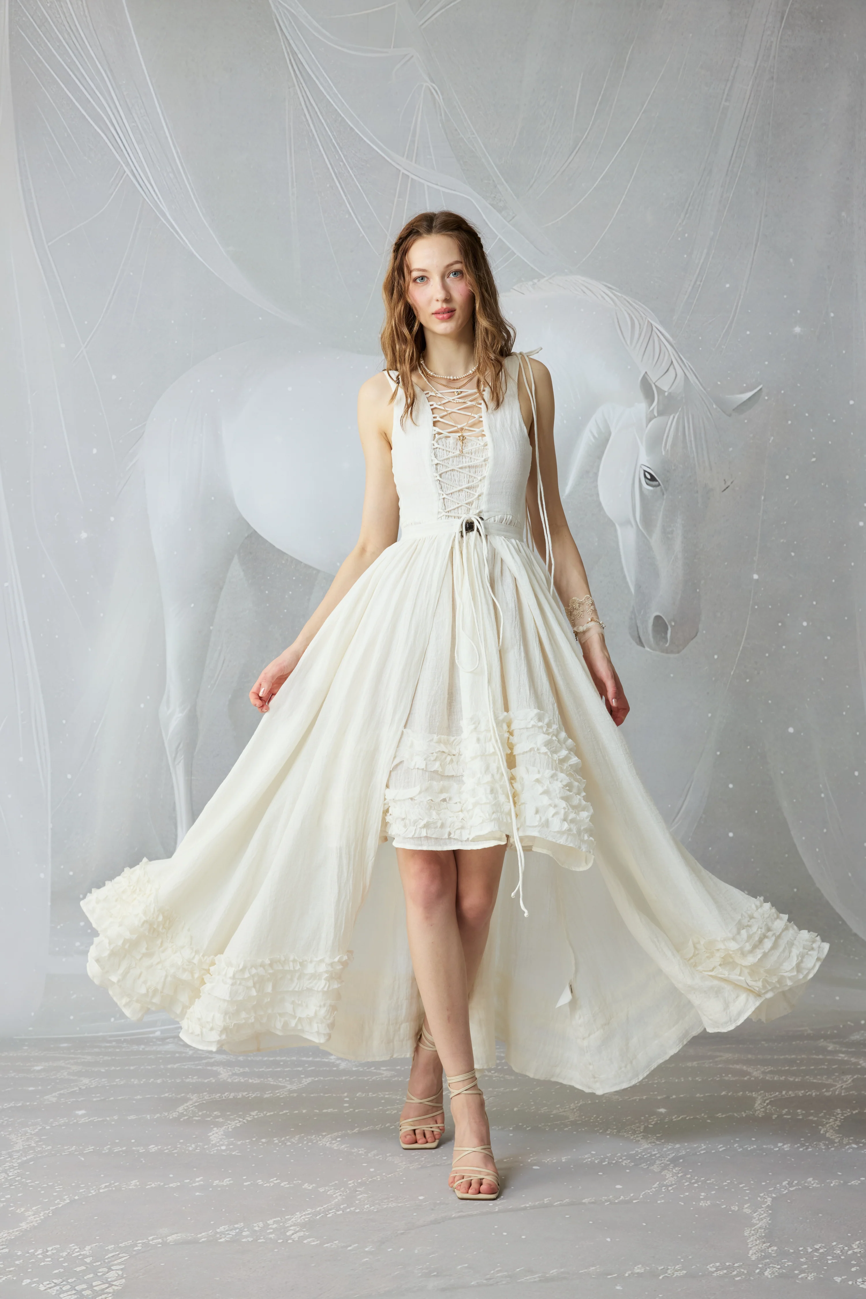 Wearable Poetry 17 | Ruffled linen dress & skirt （2 pieces) - Image 10
