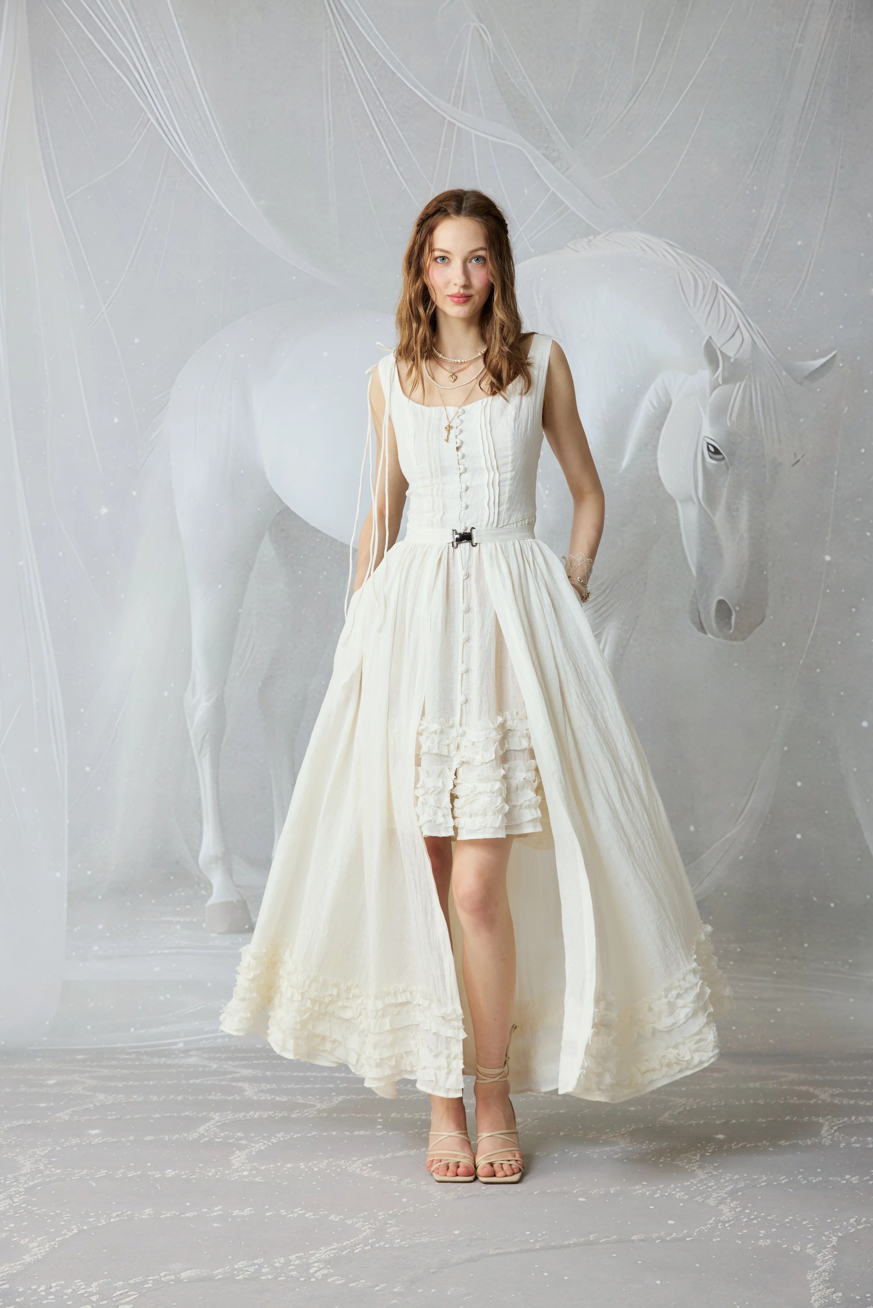 Wearable Poetry 17 | Ruffled linen dress & skirt （2 pieces) - Image 5
