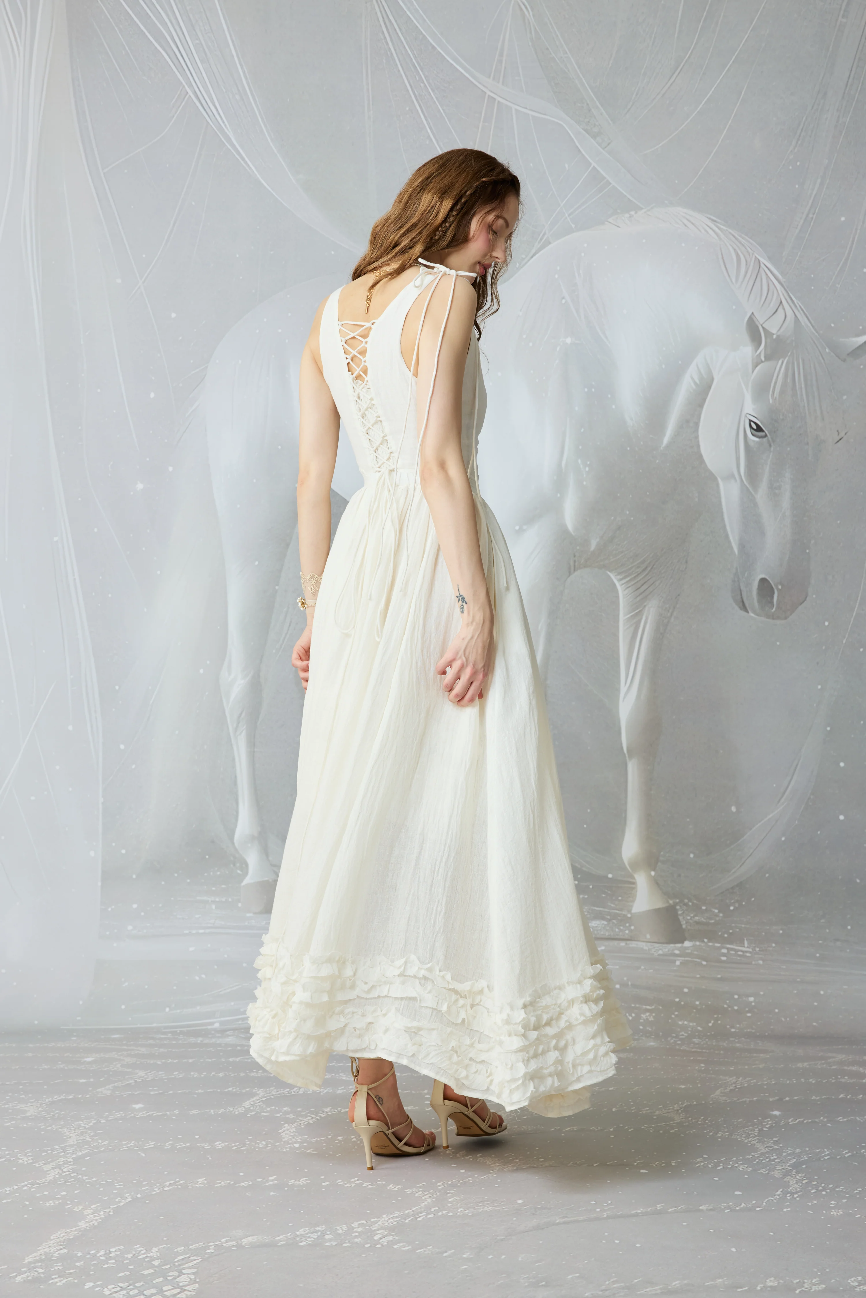 Wearable Poetry 17 | Ruffled linen dress & skirt （2 pieces) - Image 6