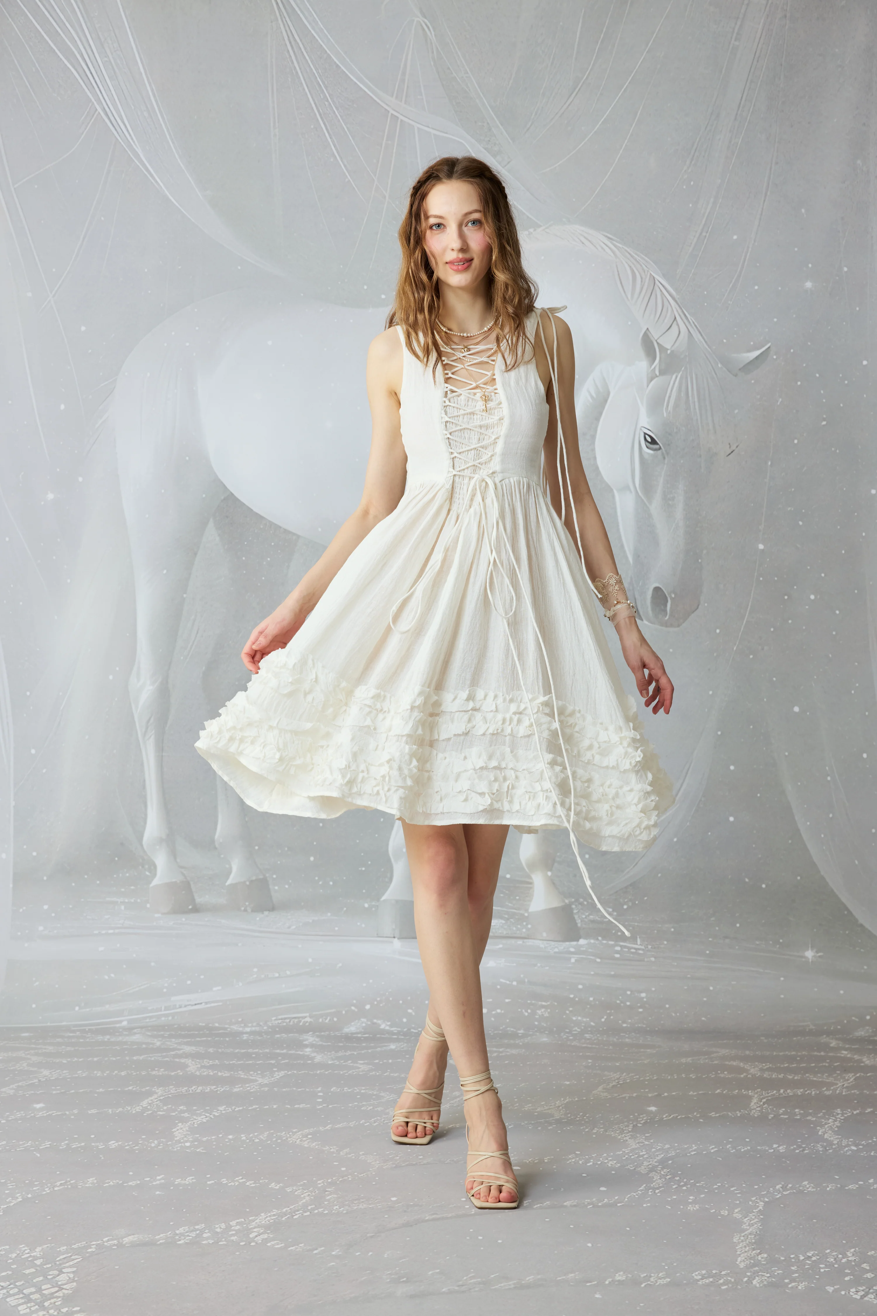 Wearable Poetry 17 | Ruffled linen dress & skirt （2 pieces) - Image 7