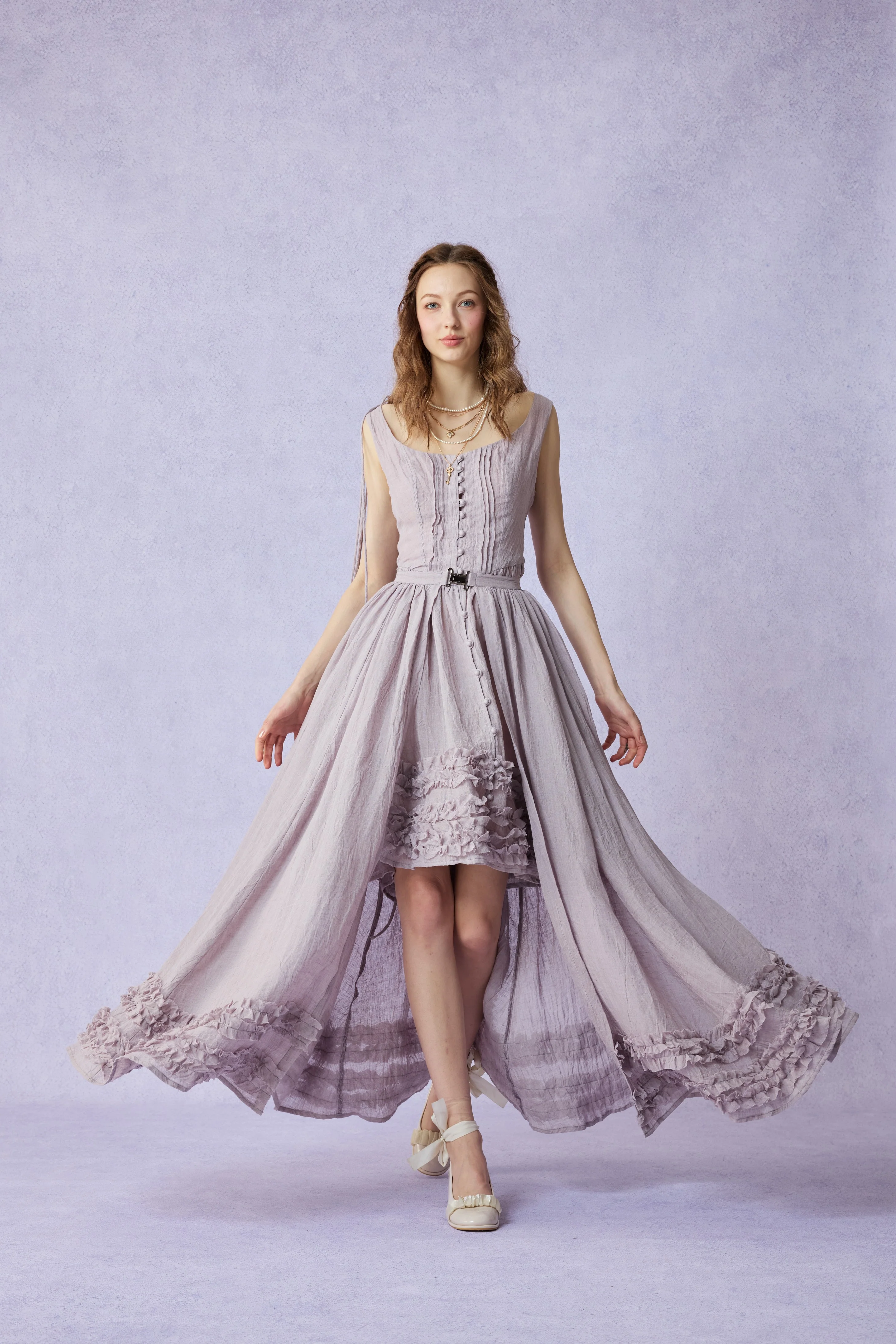 Wearable Poetry 17 | Ruffled linen dress & skirt （2 pieces) - Image 10