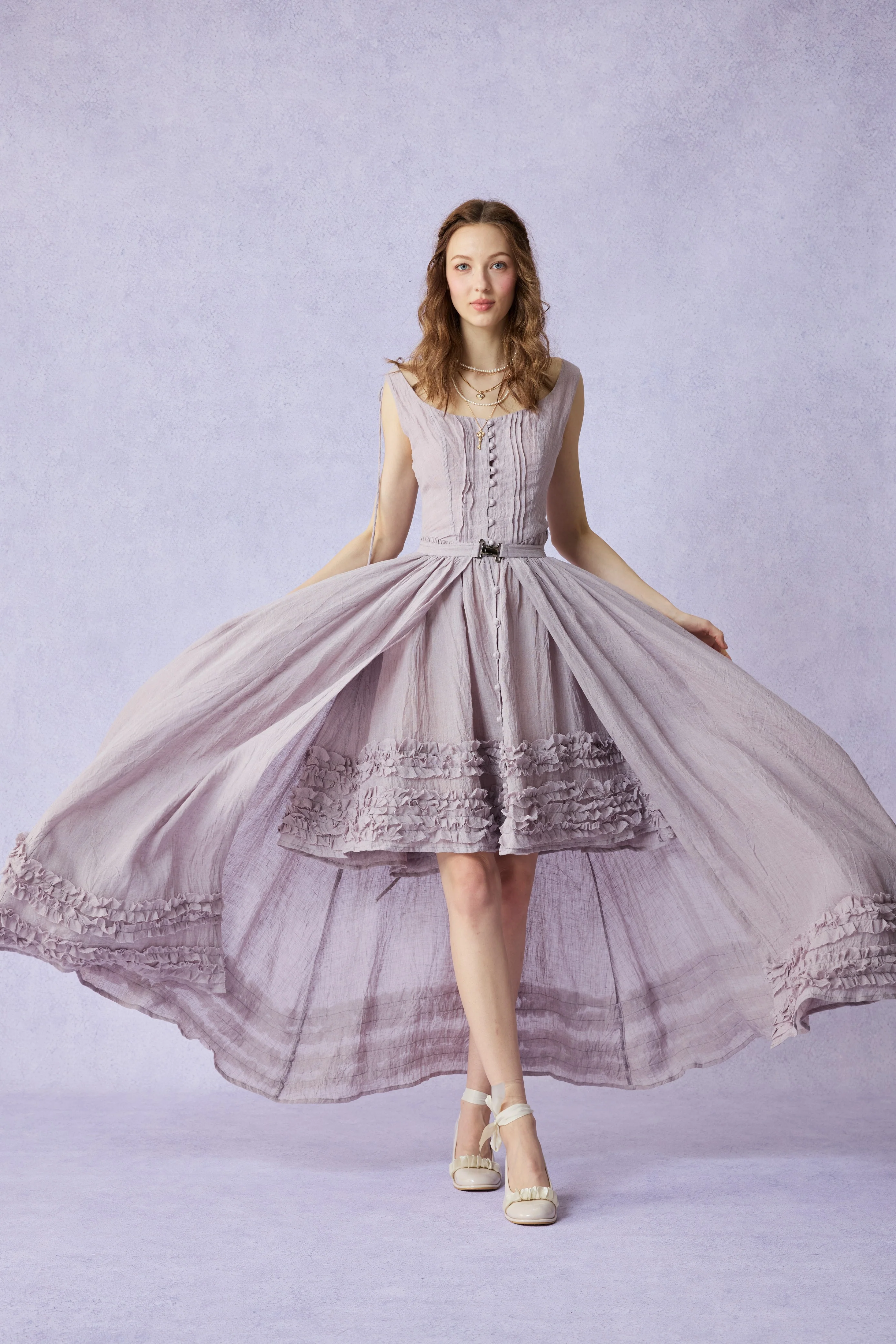 Wearable Poetry 17 | Ruffled linen dress & skirt （2 pieces) - Image 11