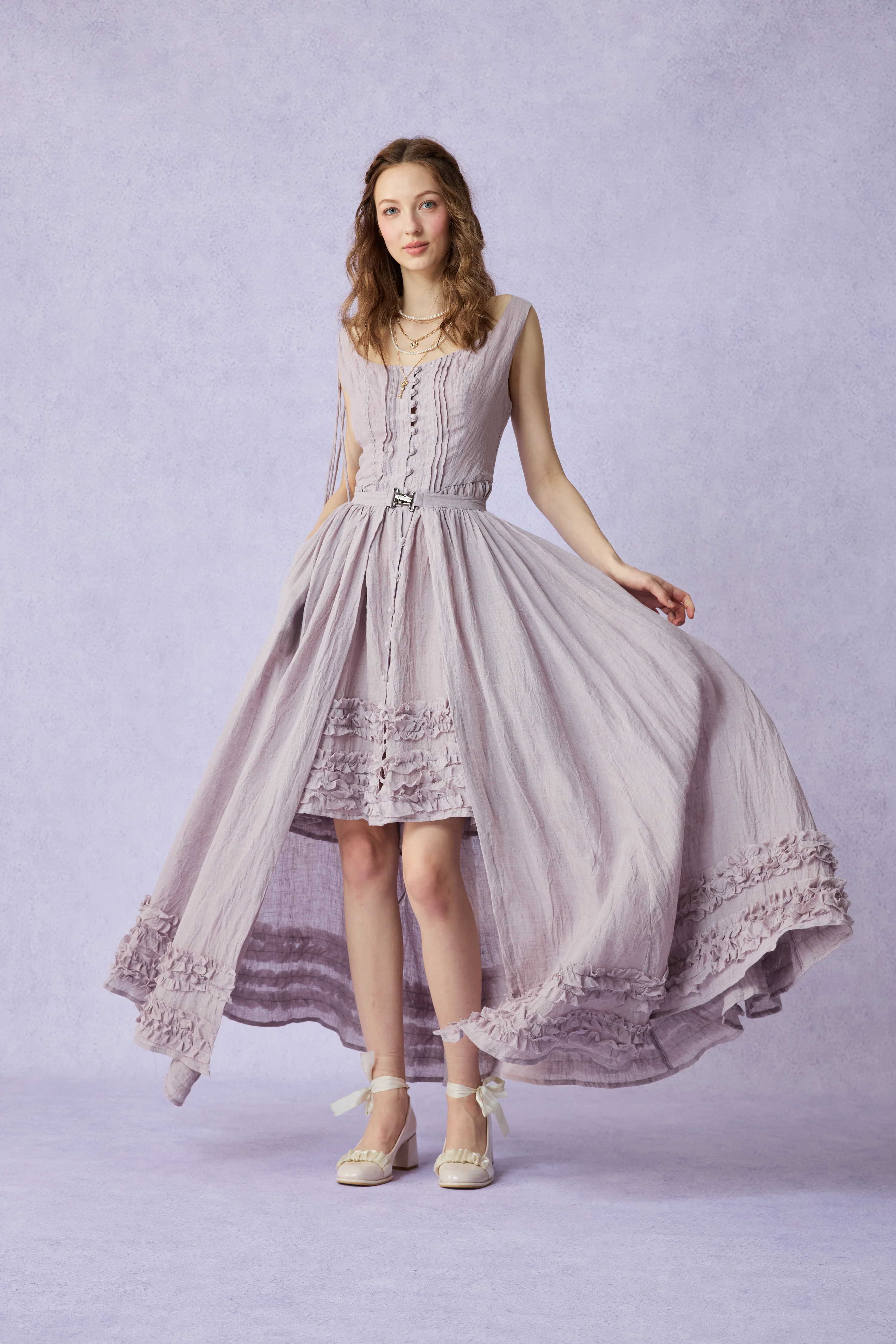 Wearable Poetry 17 | Ruffled linen dress & skirt （2 pieces) - Image 2