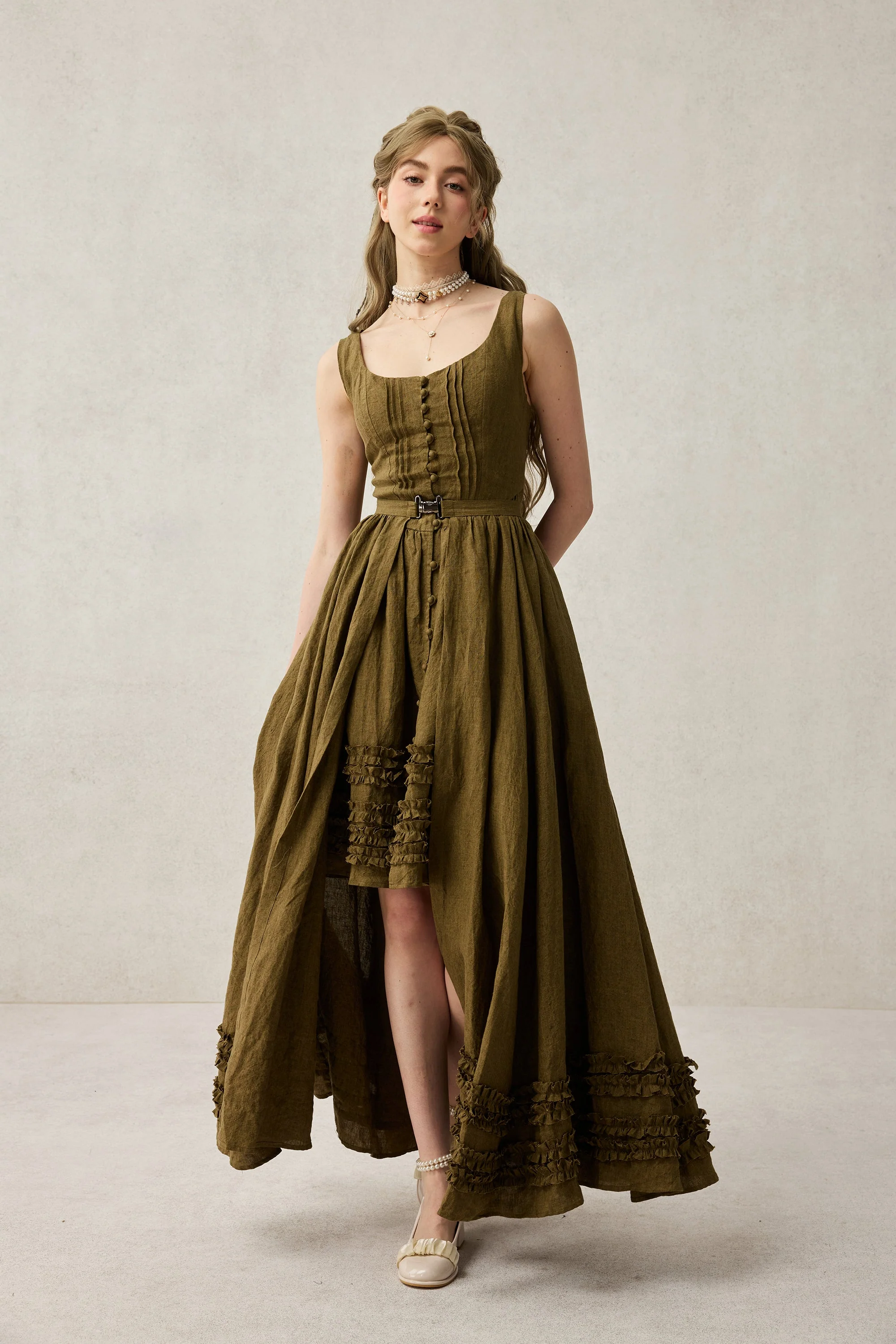 Wearable Poetry 17 | Ruffled linen dress & skirt （2 pieces) - Image 10