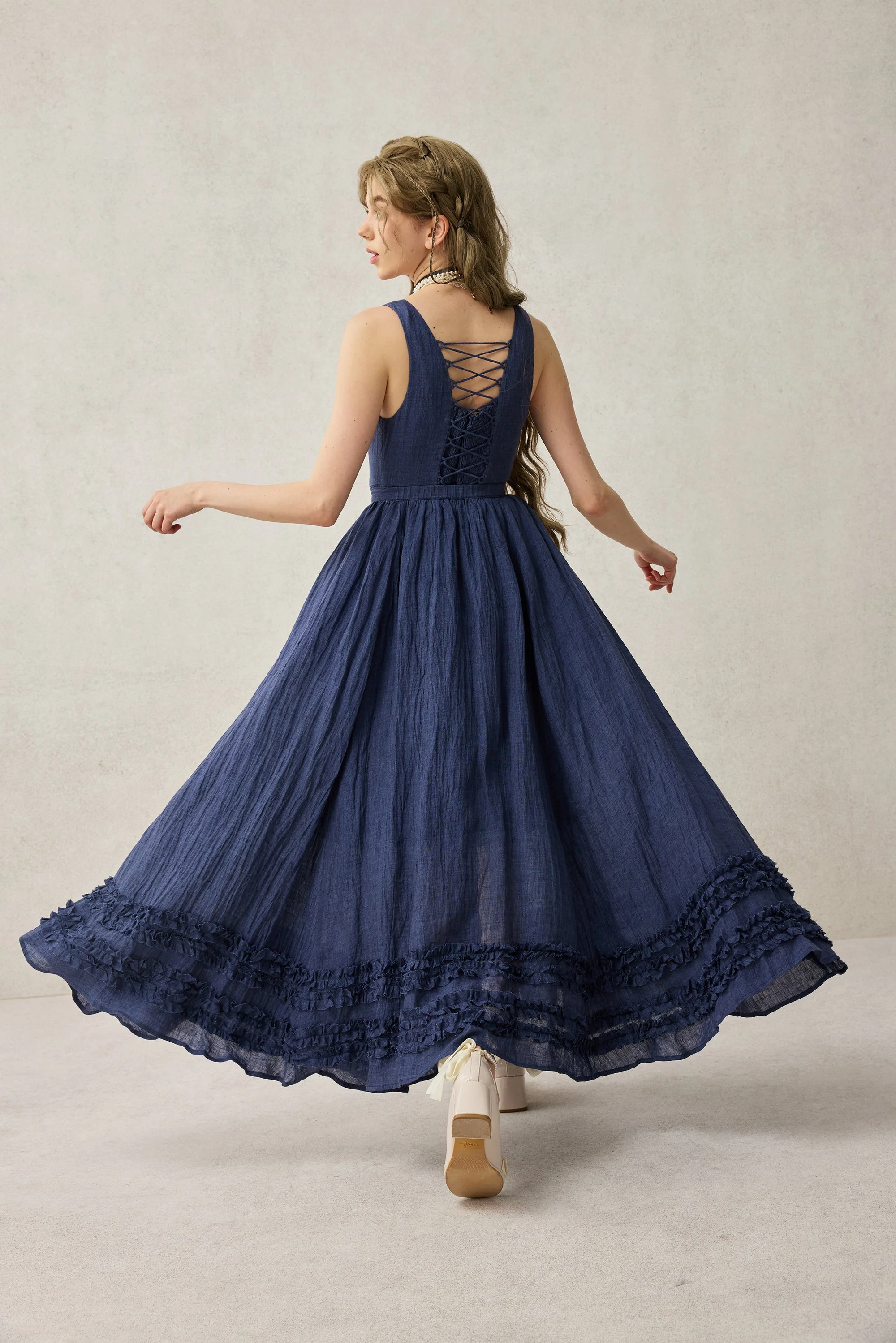 Wearable Poetry 17 | Ruffled linen dress & skirt （2 pieces) - Image 12