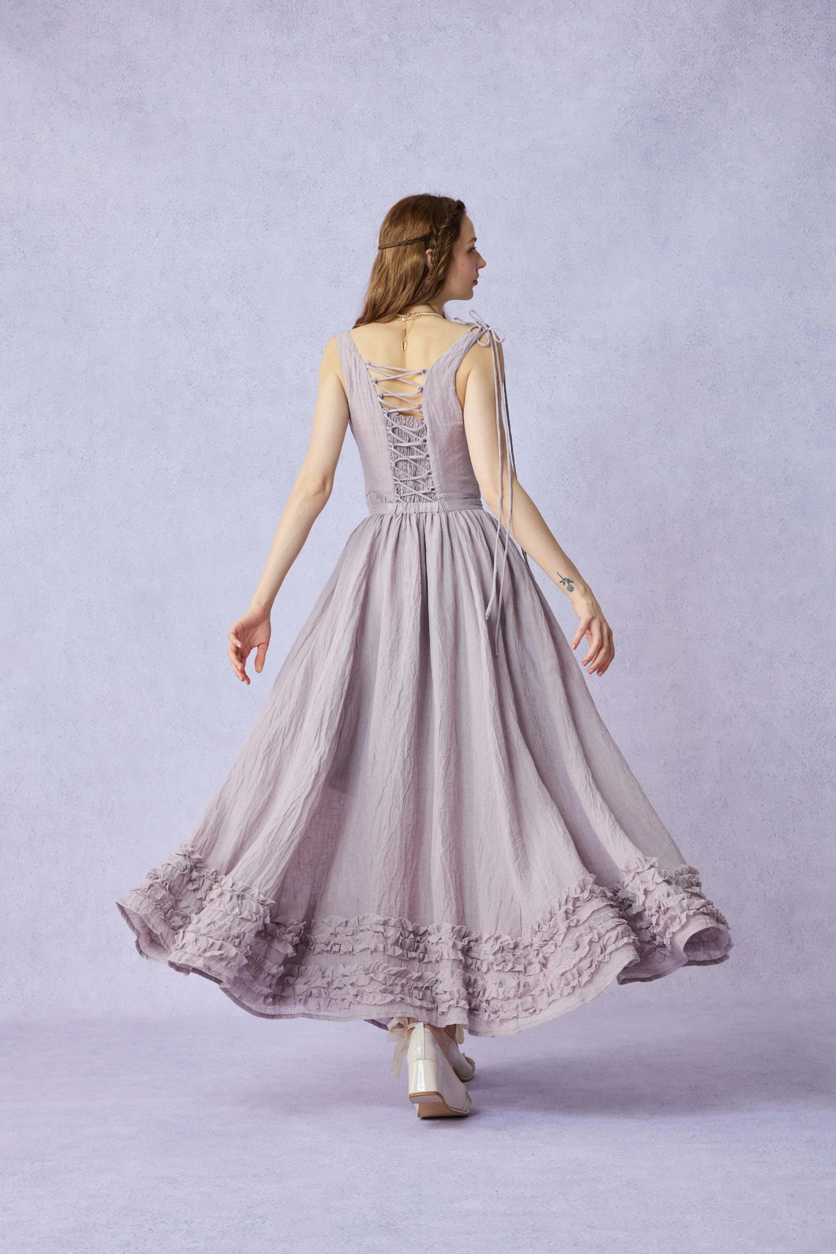 Wearable Poetry 17 | Ruffled linen dress & skirt （2 pieces) - Image 3