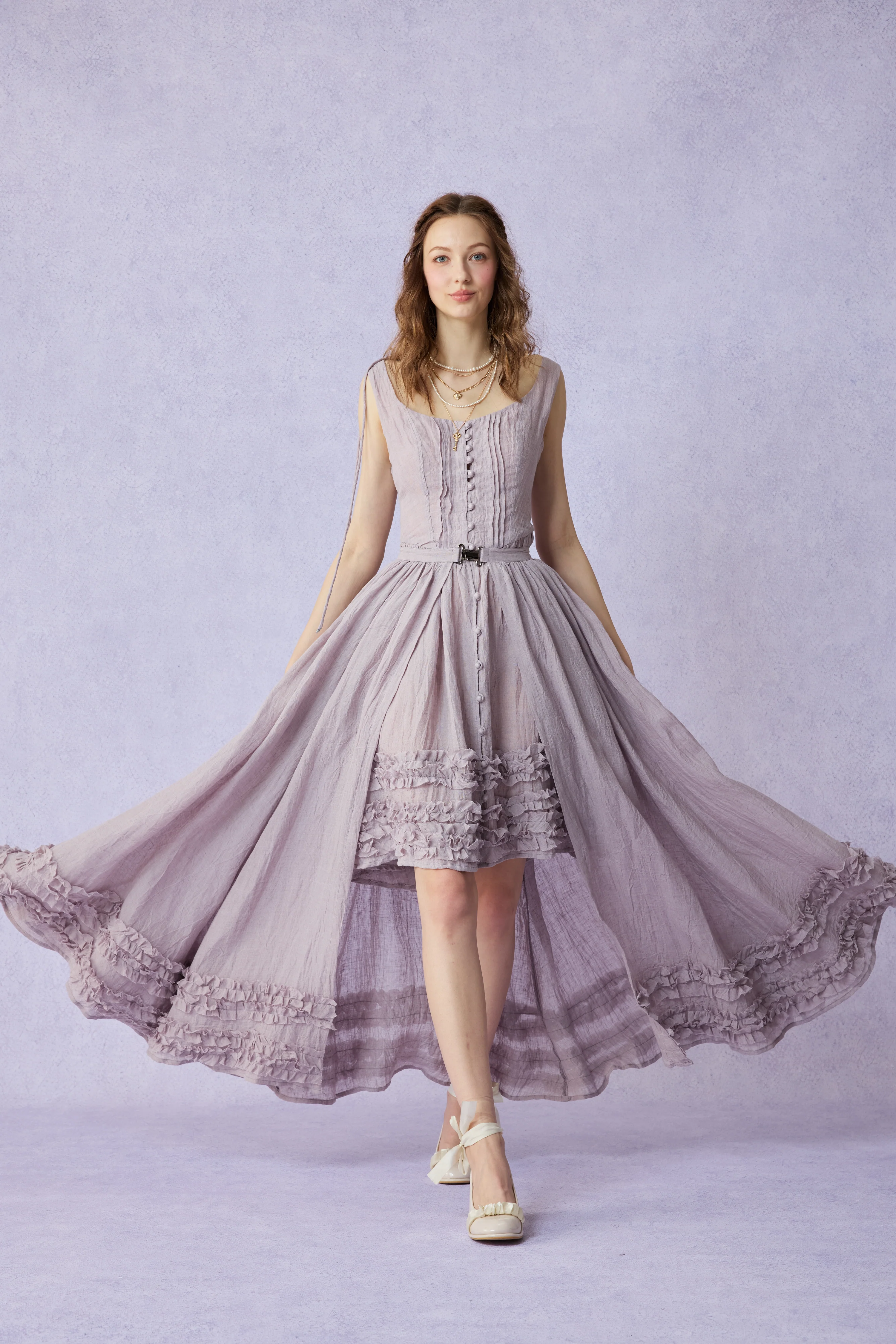 Wearable Poetry 17 | Ruffled linen dress & skirt （2 pieces) - Image 4