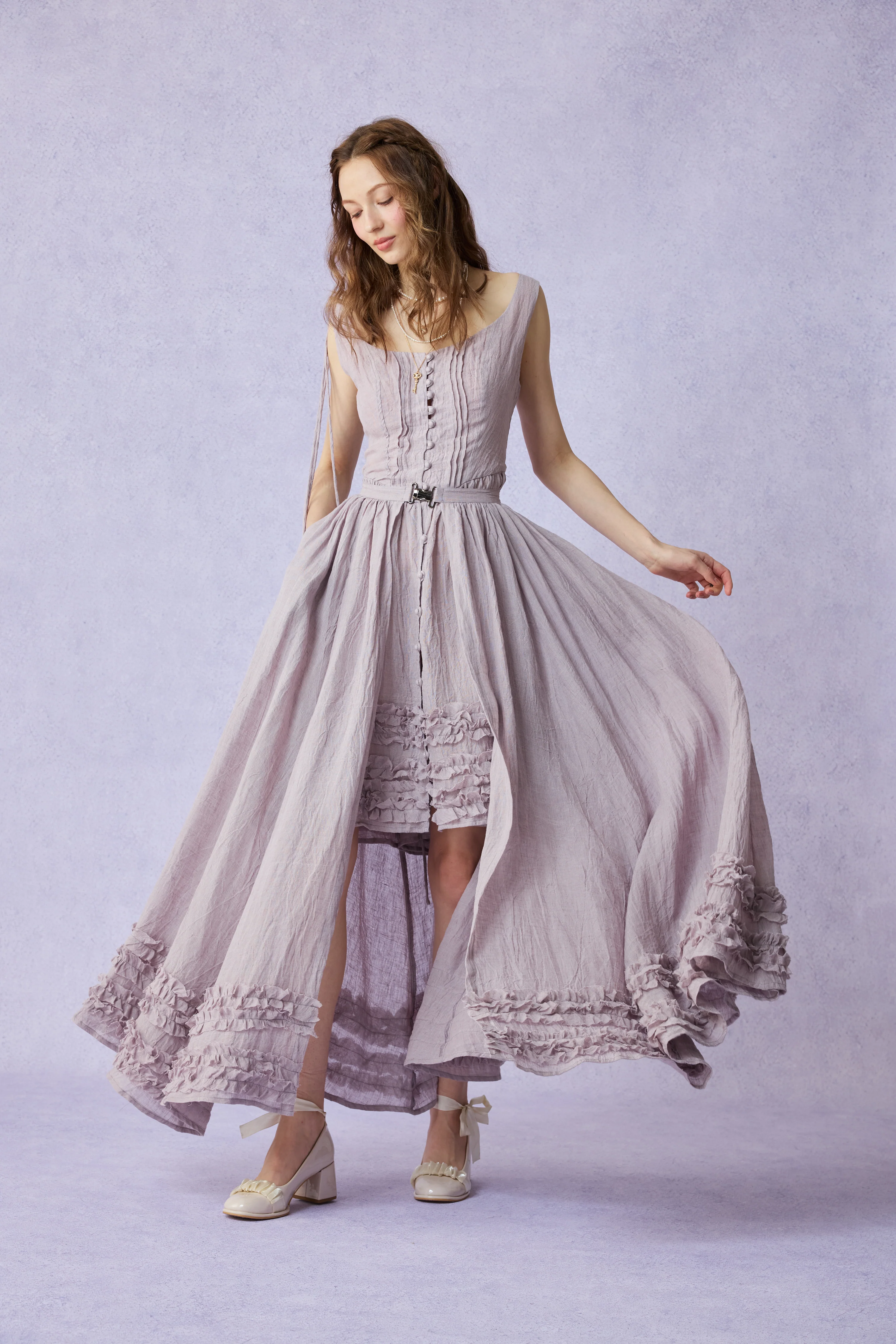 Wearable Poetry 17 | Ruffled linen dress & skirt （2 pieces) - Image 5