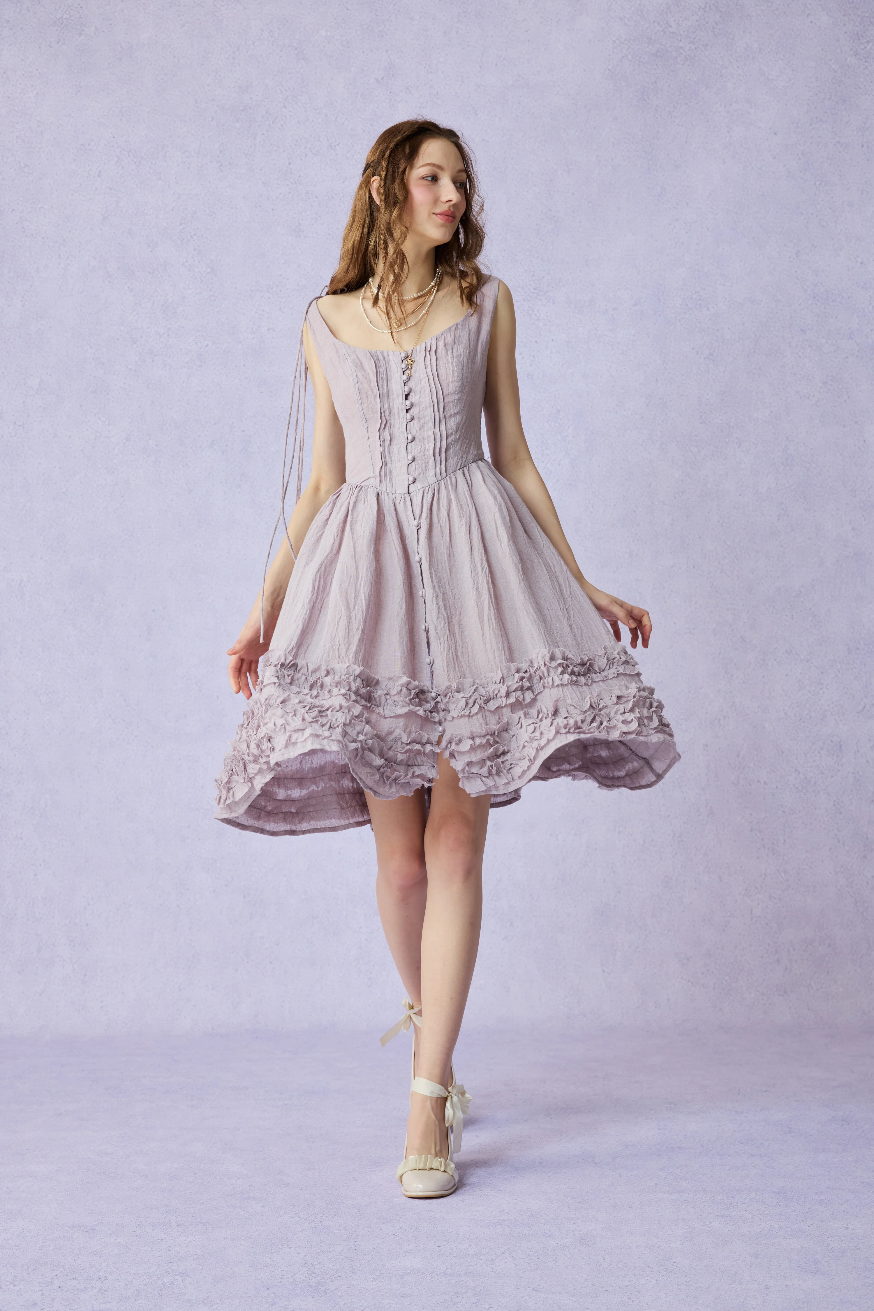 Wearable Poetry 17 | Ruffled linen dress & skirt （2 pieces) - Image 8