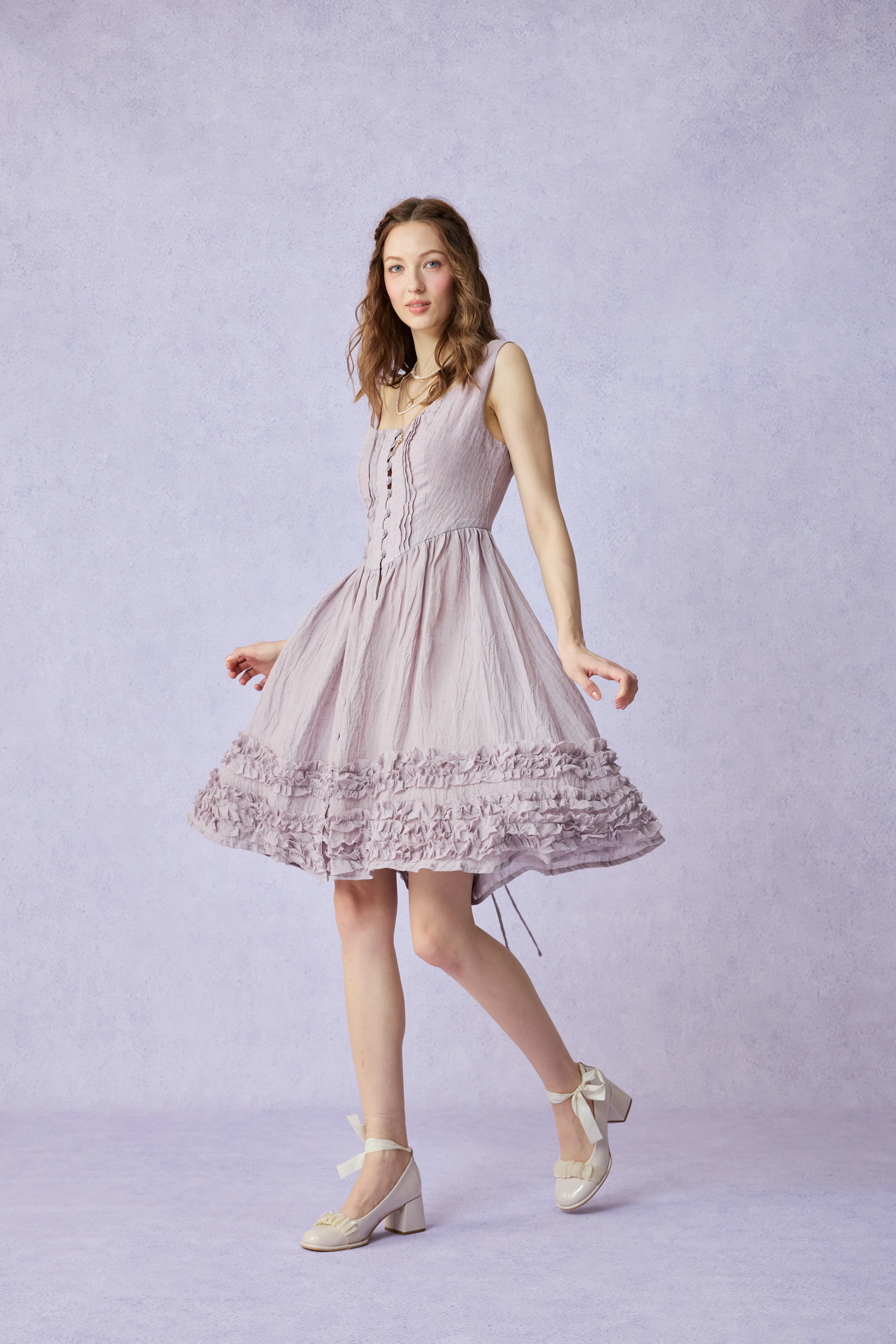 Wearable Poetry 17 | Ruffled linen dress & skirt （2 pieces) - Image 9