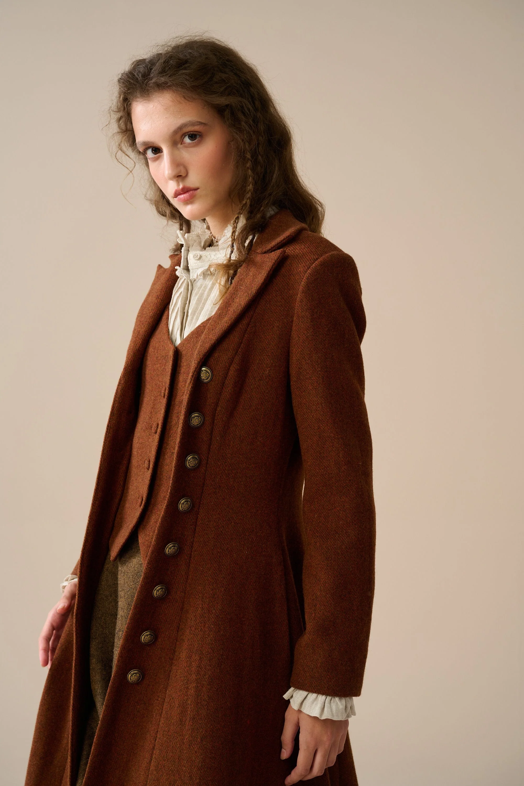 Doreen 15 |Vest-Layered 100% Wool Coat - Image 10