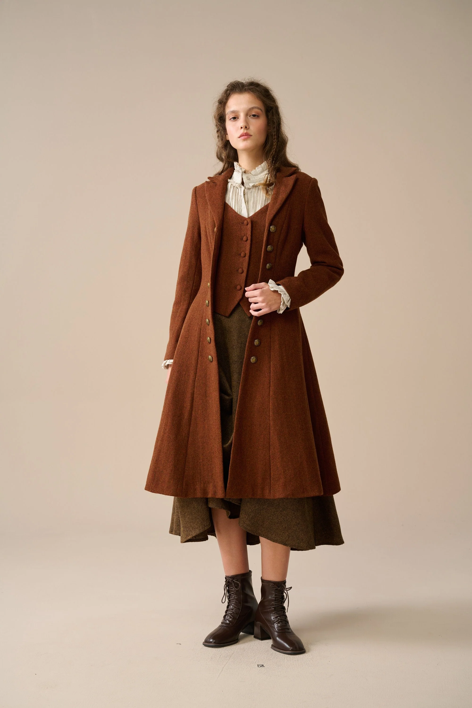 Doreen 15 |Vest-Layered 100% Wool Coat - Image 11