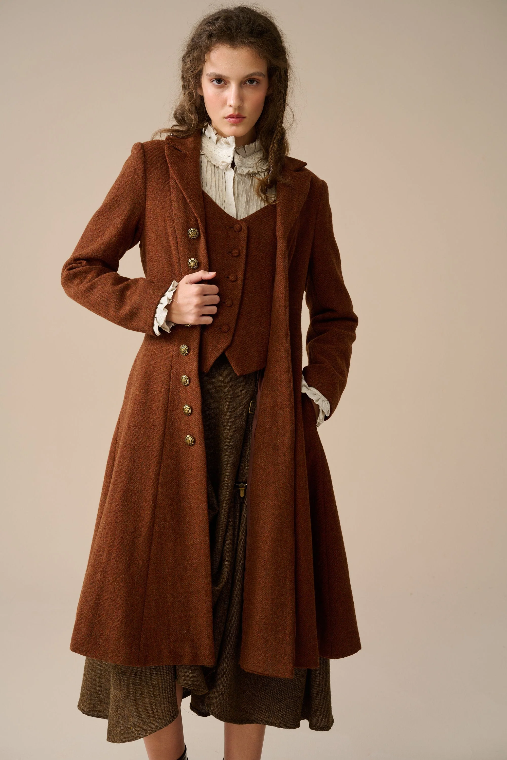 Doreen 15 |Vest-Layered 100% Wool Coat - Image 13