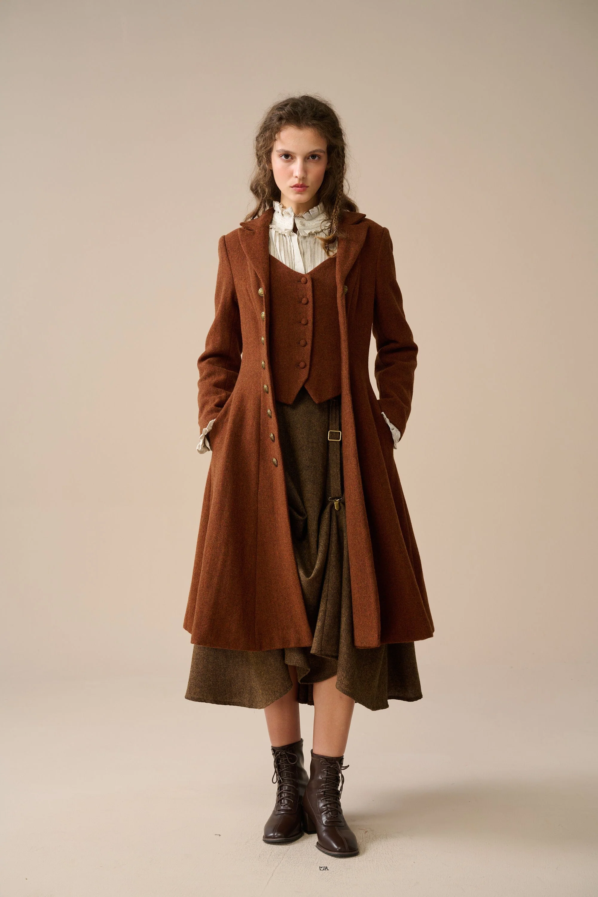 Doreen 15 |Vest-Layered 100% Wool Coat - Image 15