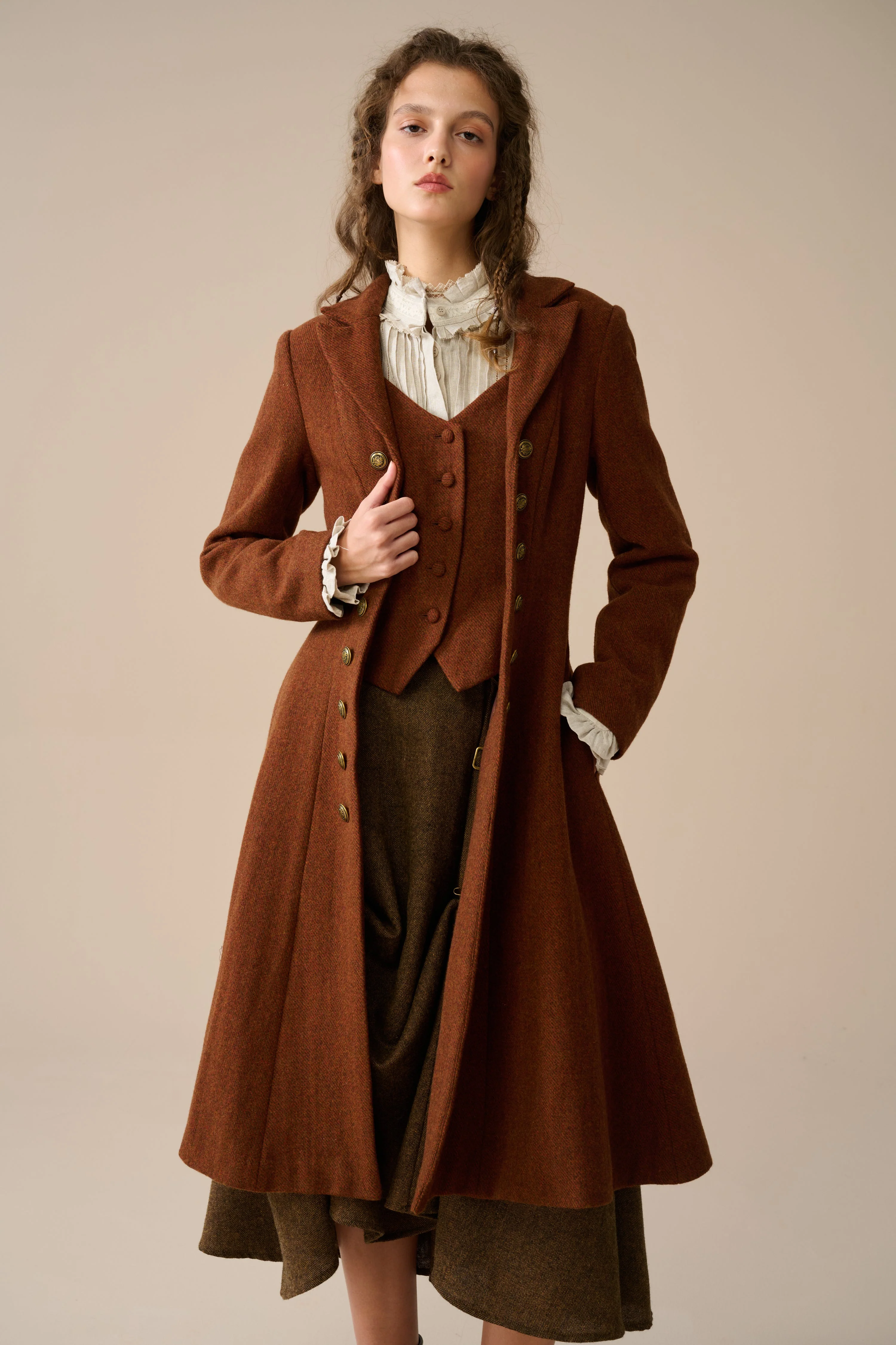 Doreen 15 |Vest-Layered 100% Wool Coat - Image 17