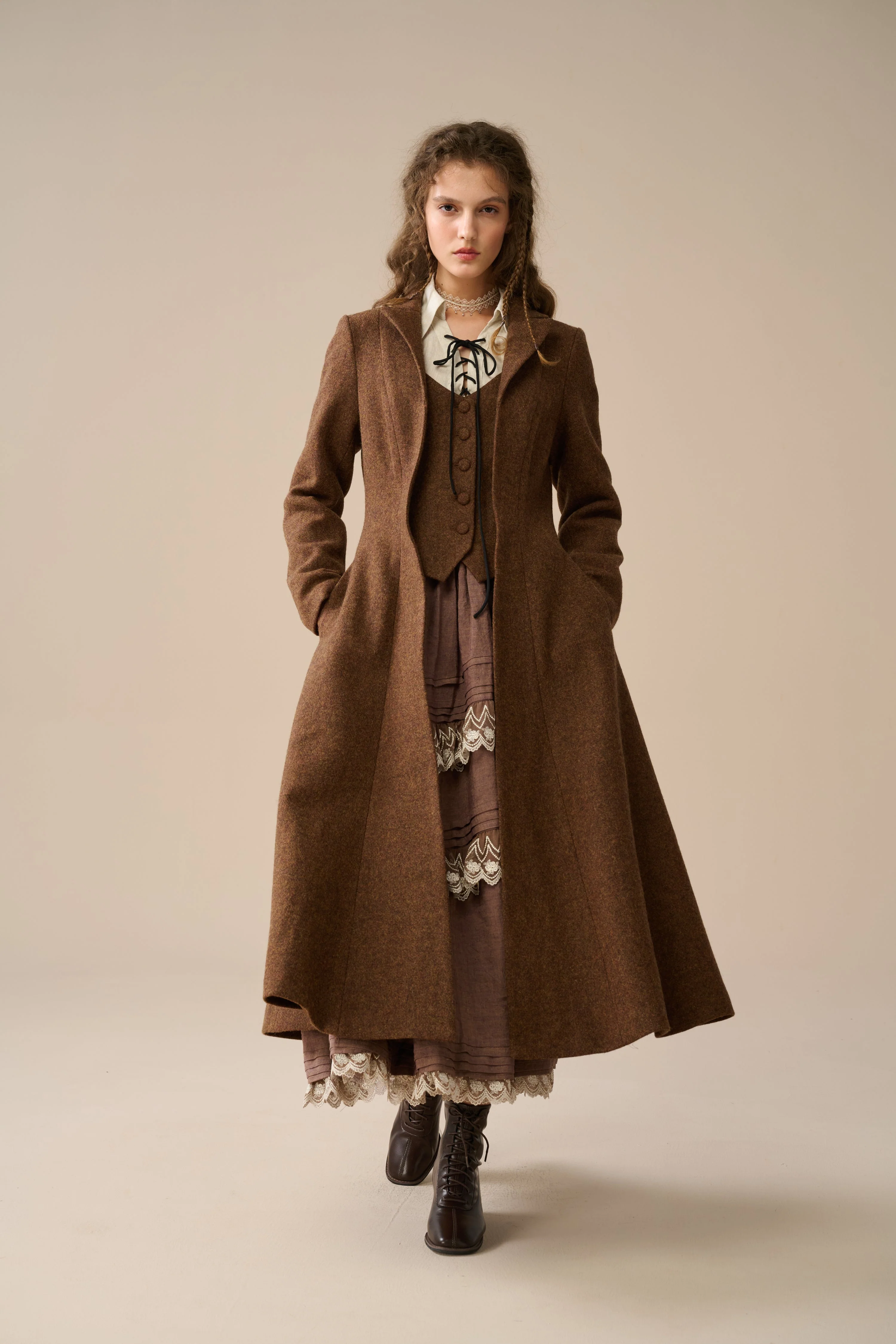 Doreen 15 |Vest-Layered 100% Wool Coat - Image 19