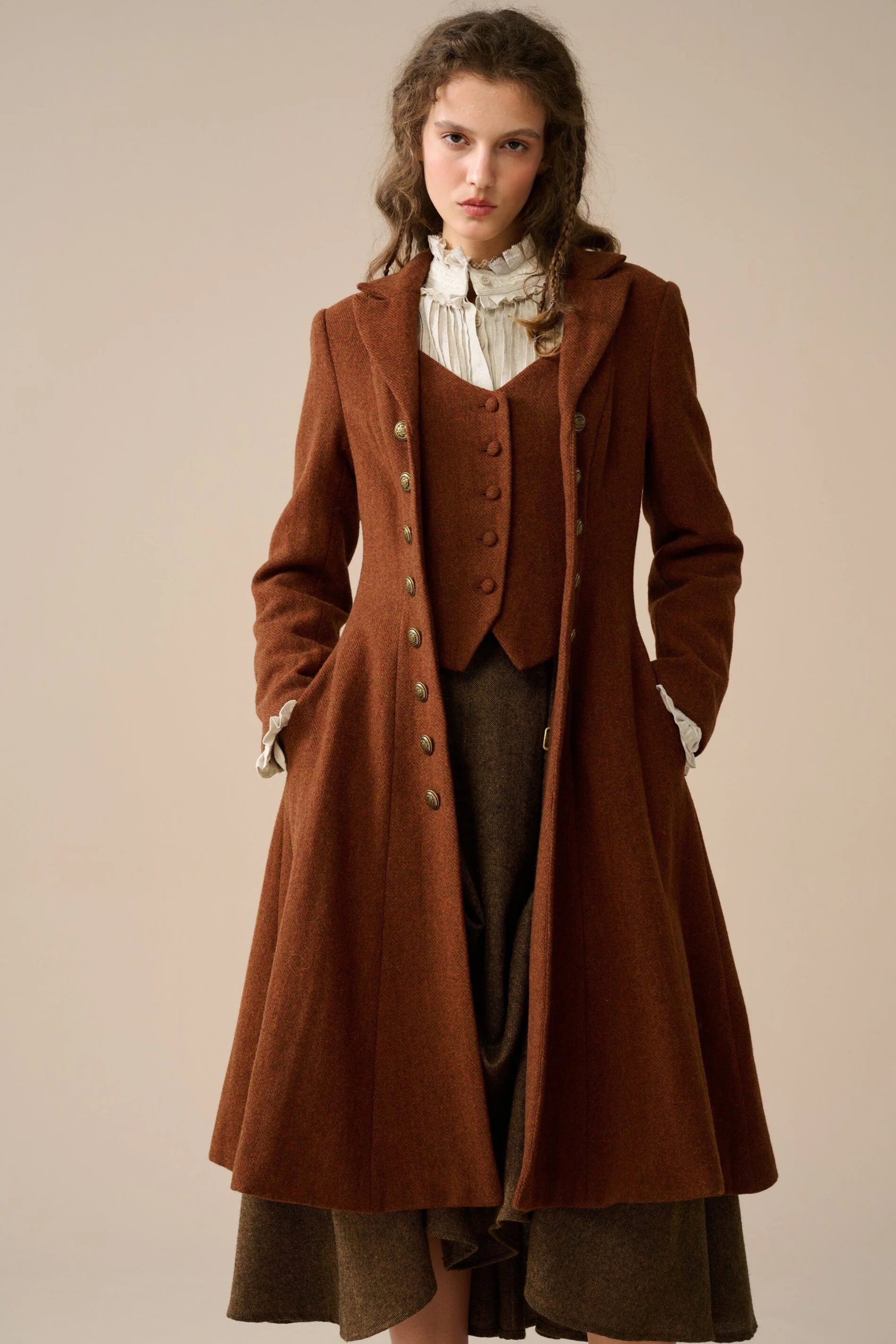 Doreen 15 |Vest-Layered 100% Wool Coat - Image 6