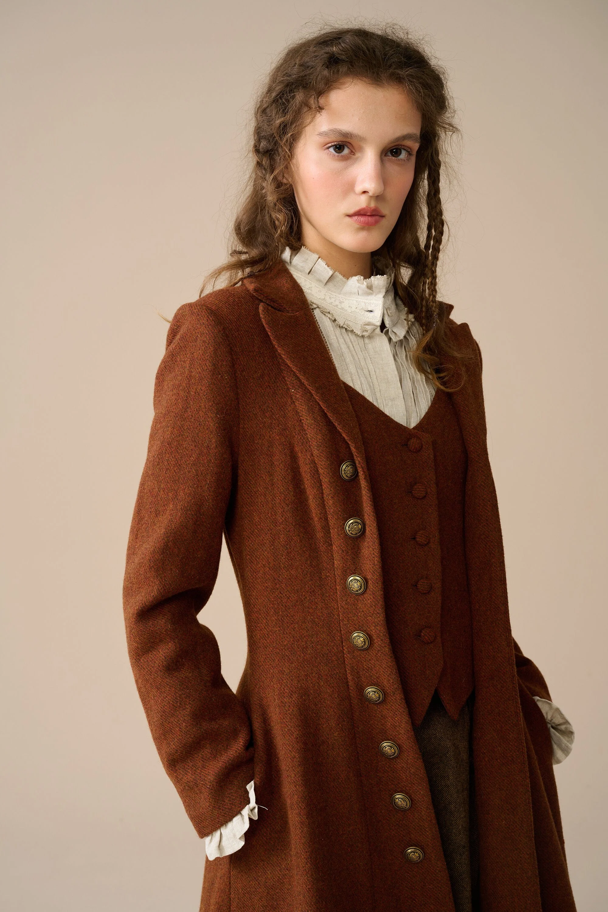 Doreen 15 |Vest-Layered 100% Wool Coat - Image 7