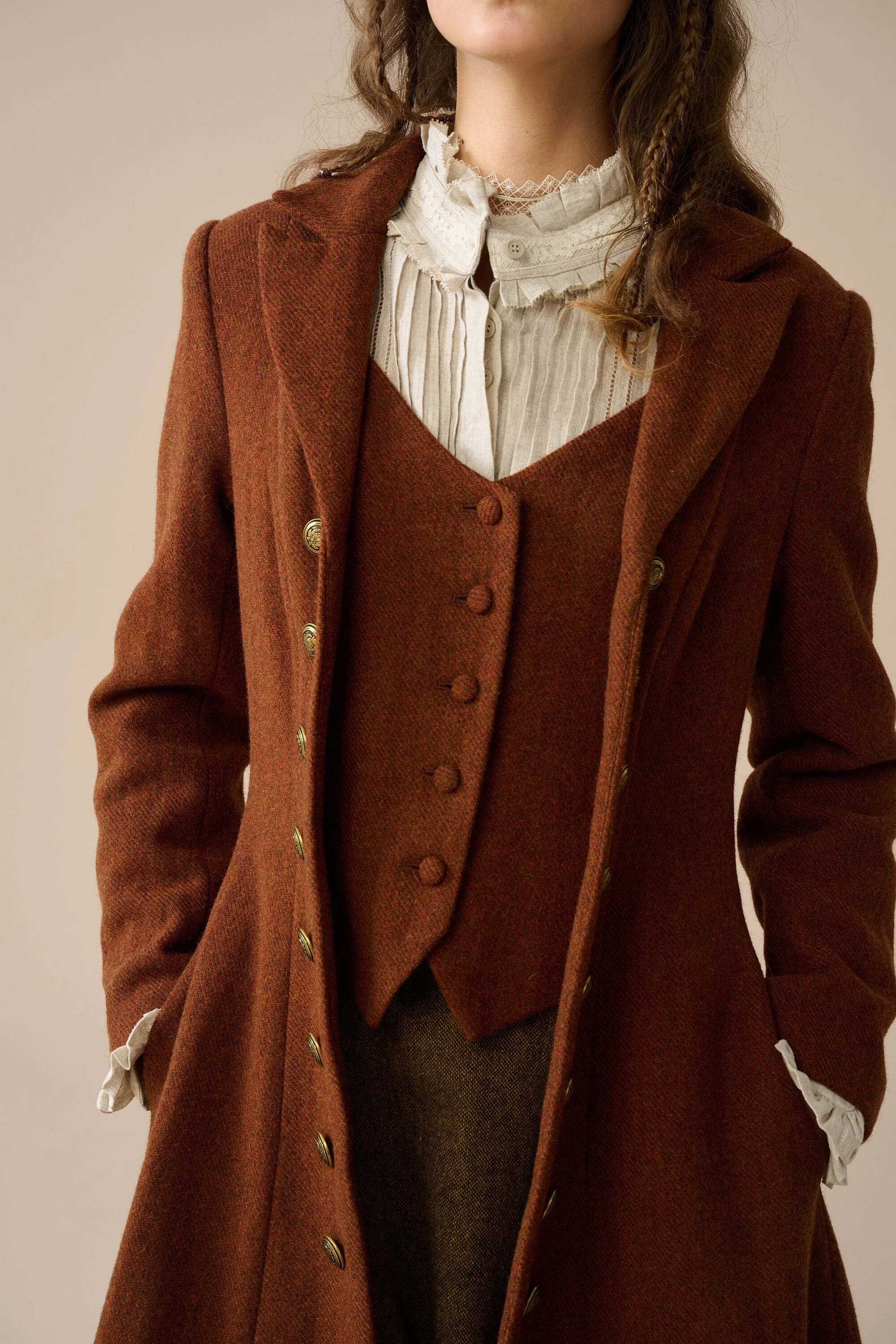 Doreen 15 |Vest-Layered 100% Wool Coat - Image 8