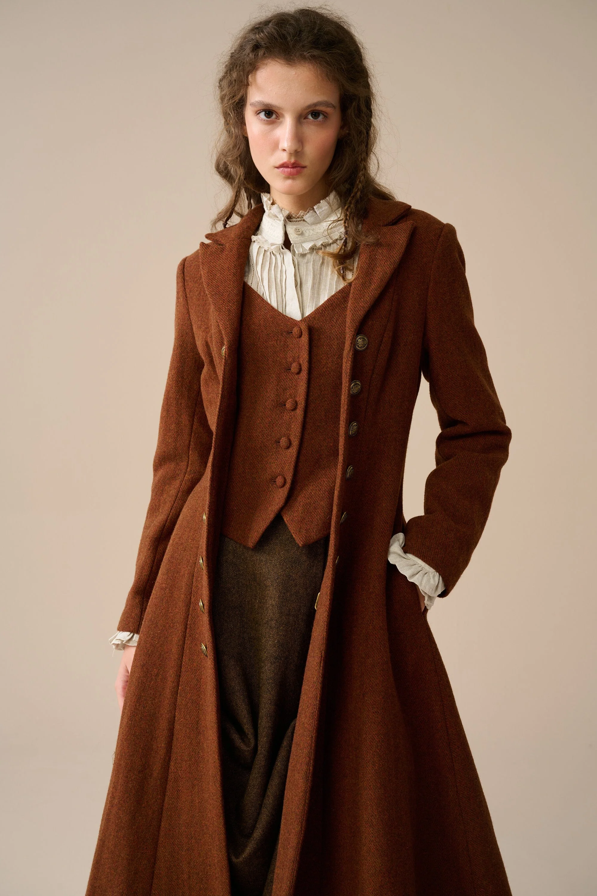 Doreen 15 |Vest-Layered 100% Wool Coat - Image 9