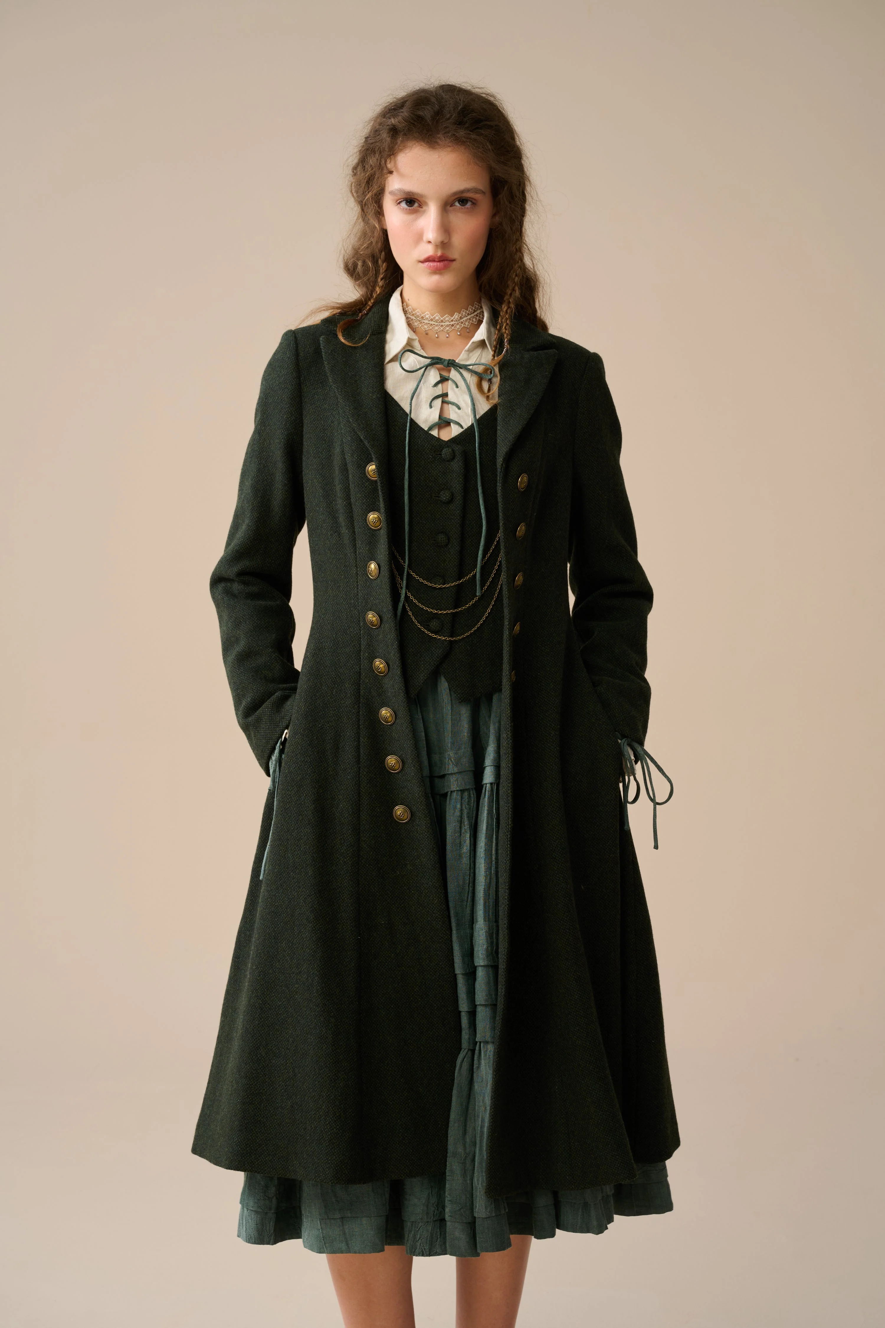 Doreen 15 |Vest-Layered 100% Wool Coat - Image 18