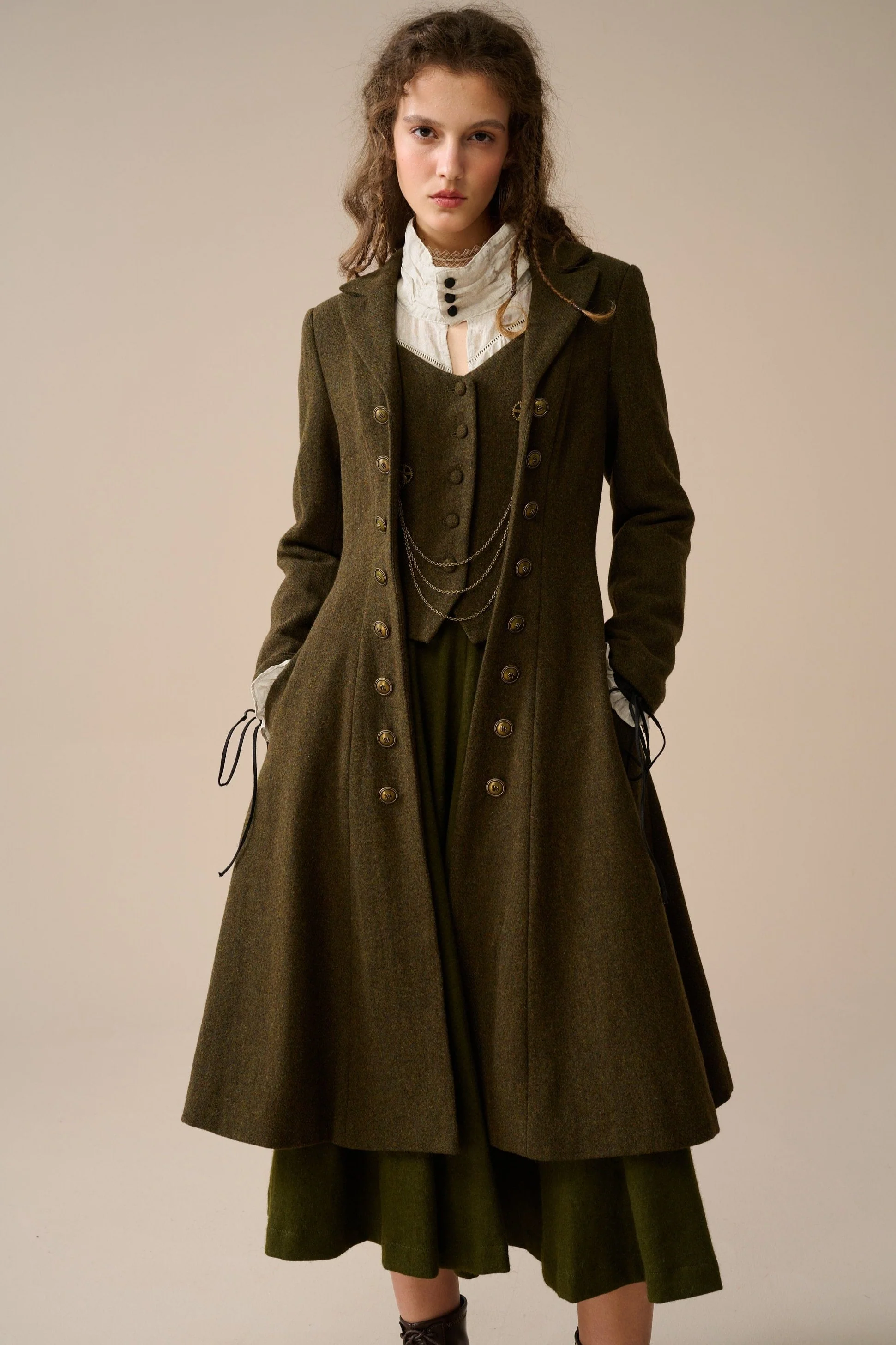 Doreen 15 |Vest-Layered 100% Wool Coat - Image 3