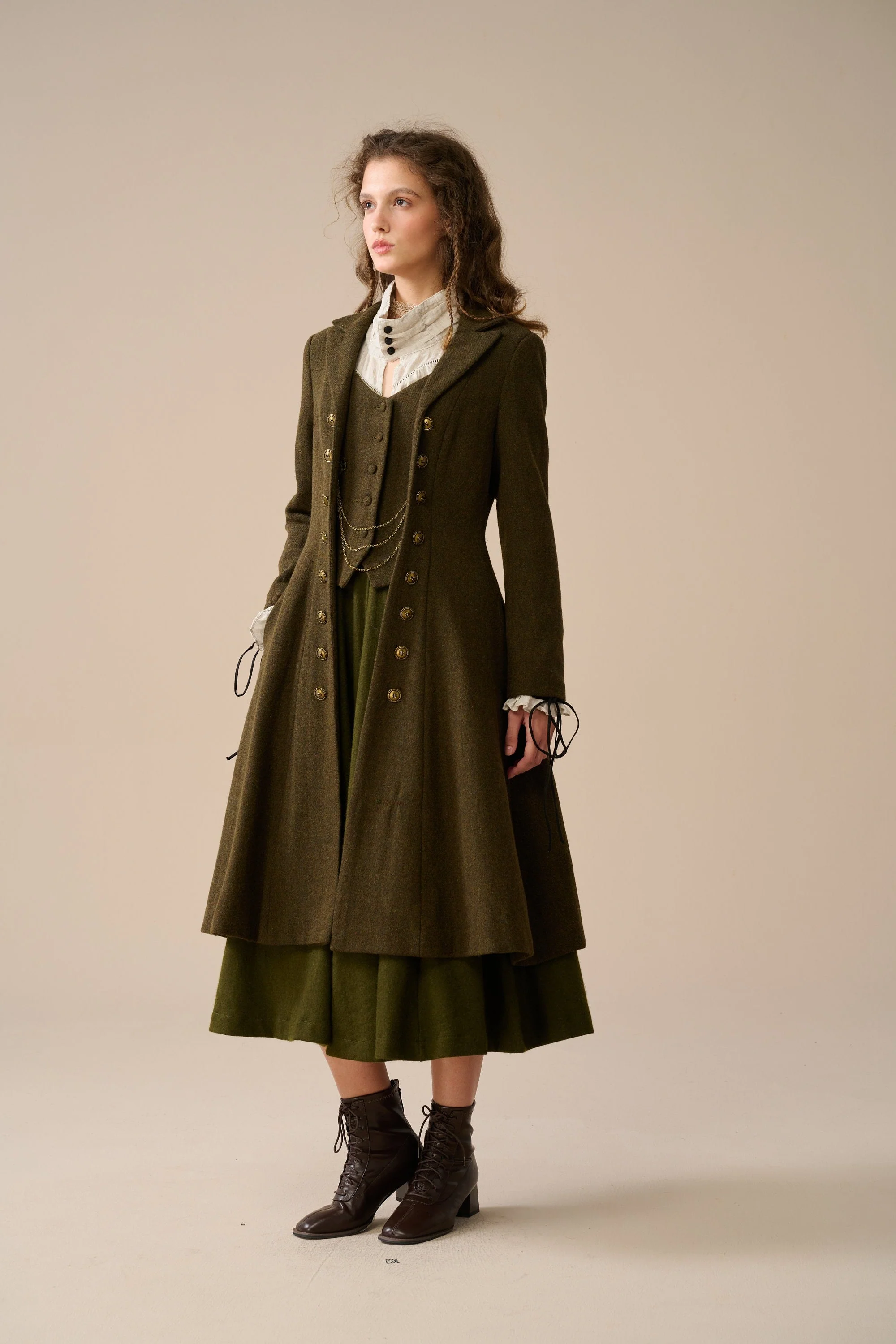 Doreen 15 |Vest-Layered 100% Wool Coat - Image 7