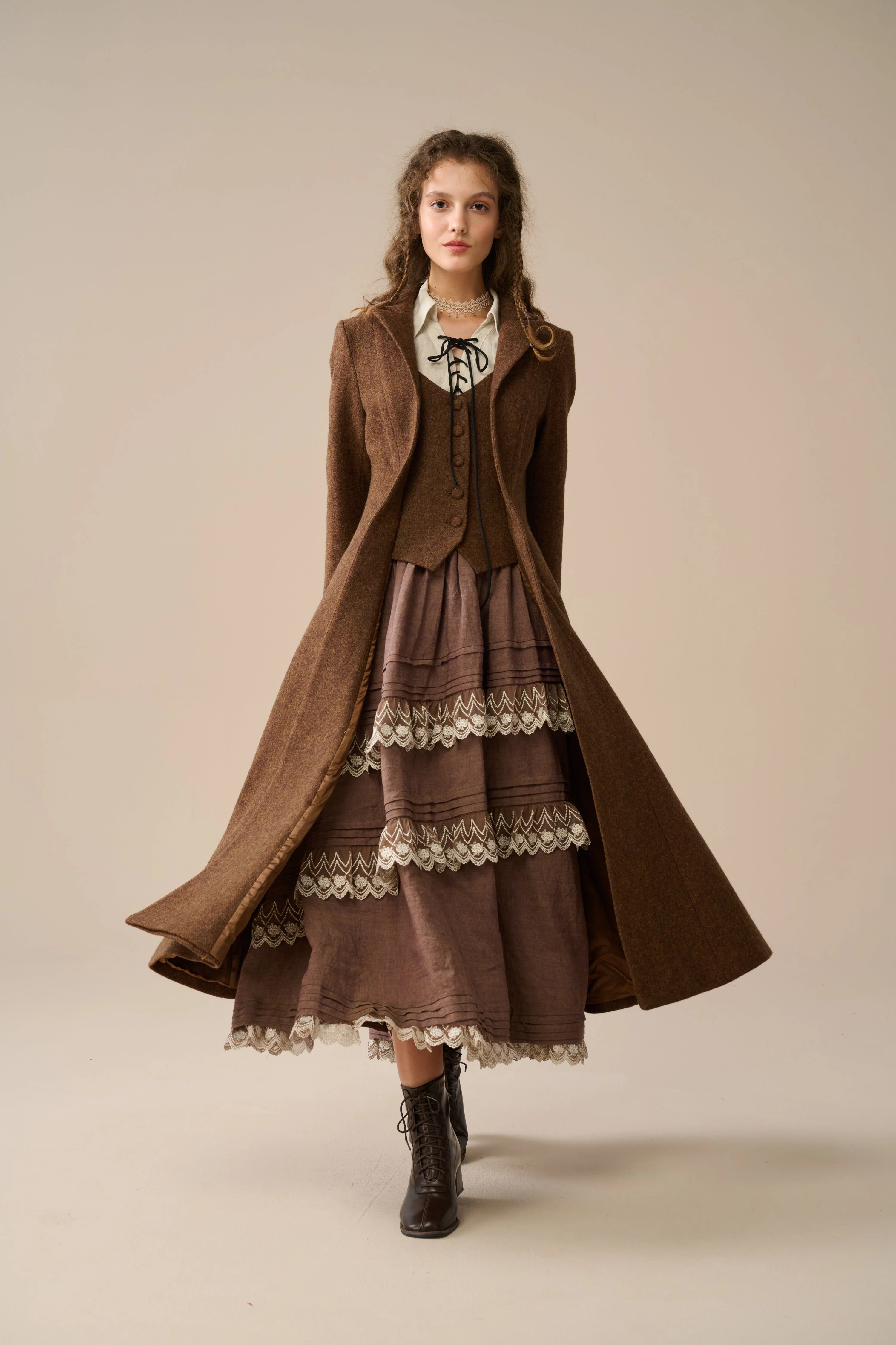 Doreen 15 |Vest-Layered 100% Wool Coat - Image 11